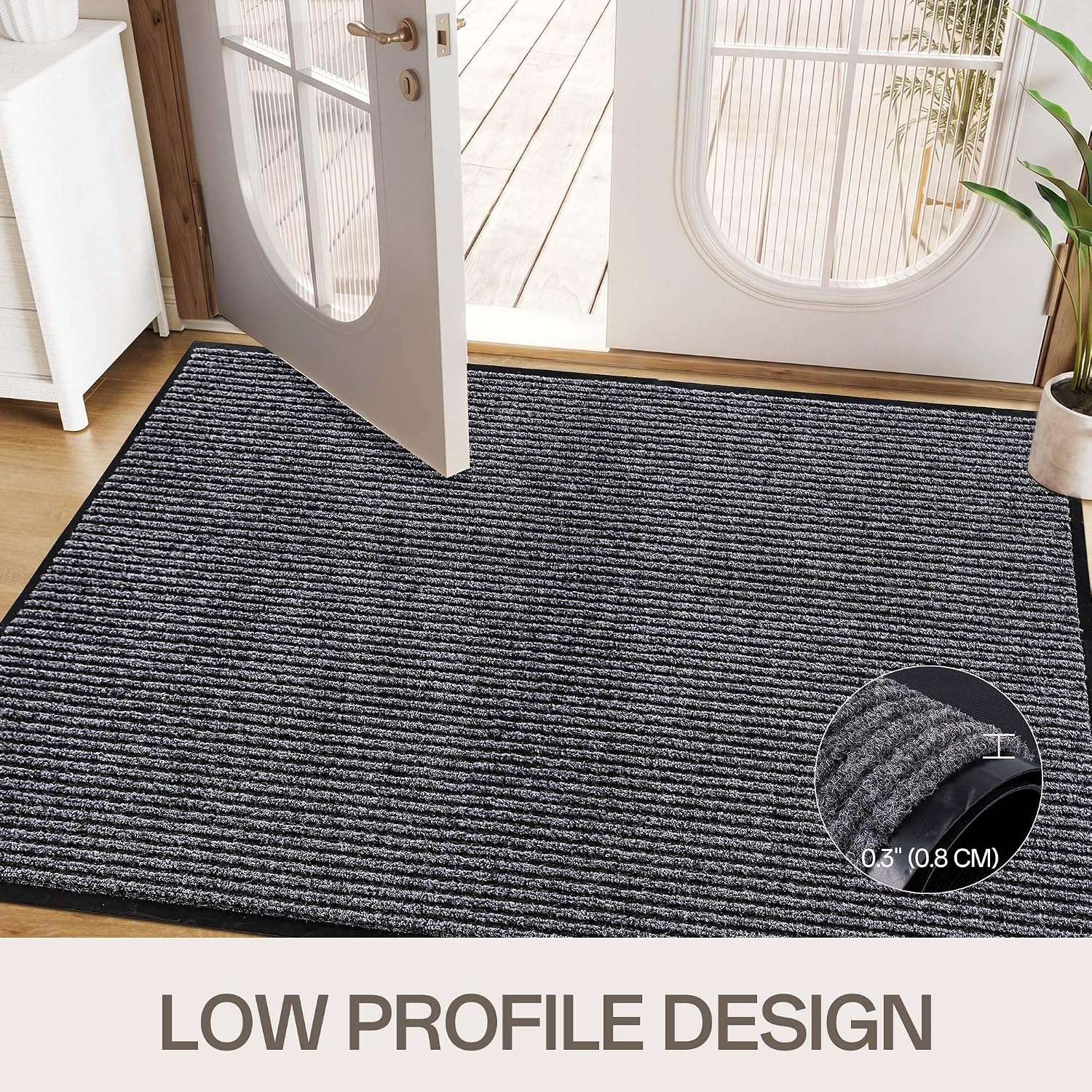 Detalle 2 de Amyracel 4'x5' Front Door Mat, Low-Profile Polypropylene with Rubber Backing