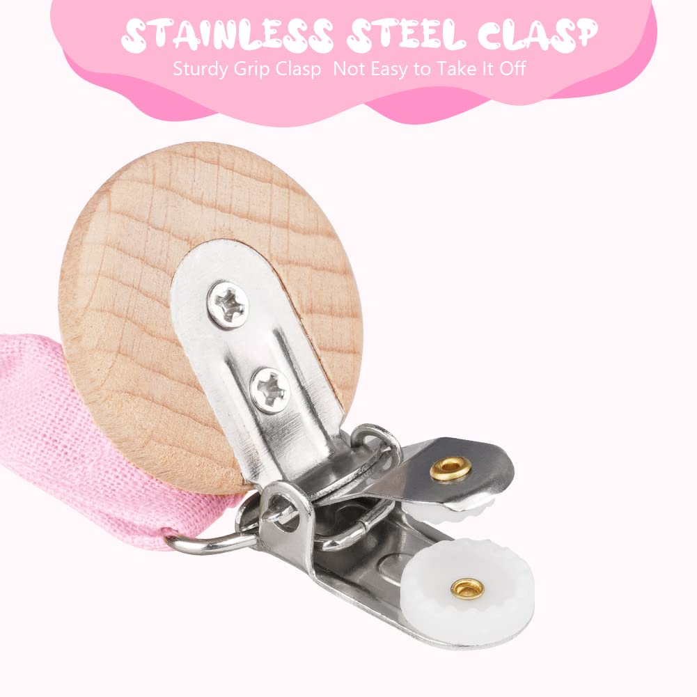 Thumbnail 4 de Vicloon Schnullerkette aus Baumwolle (3er-Set) mit Clip – Stern/Mond/Herz für Baby