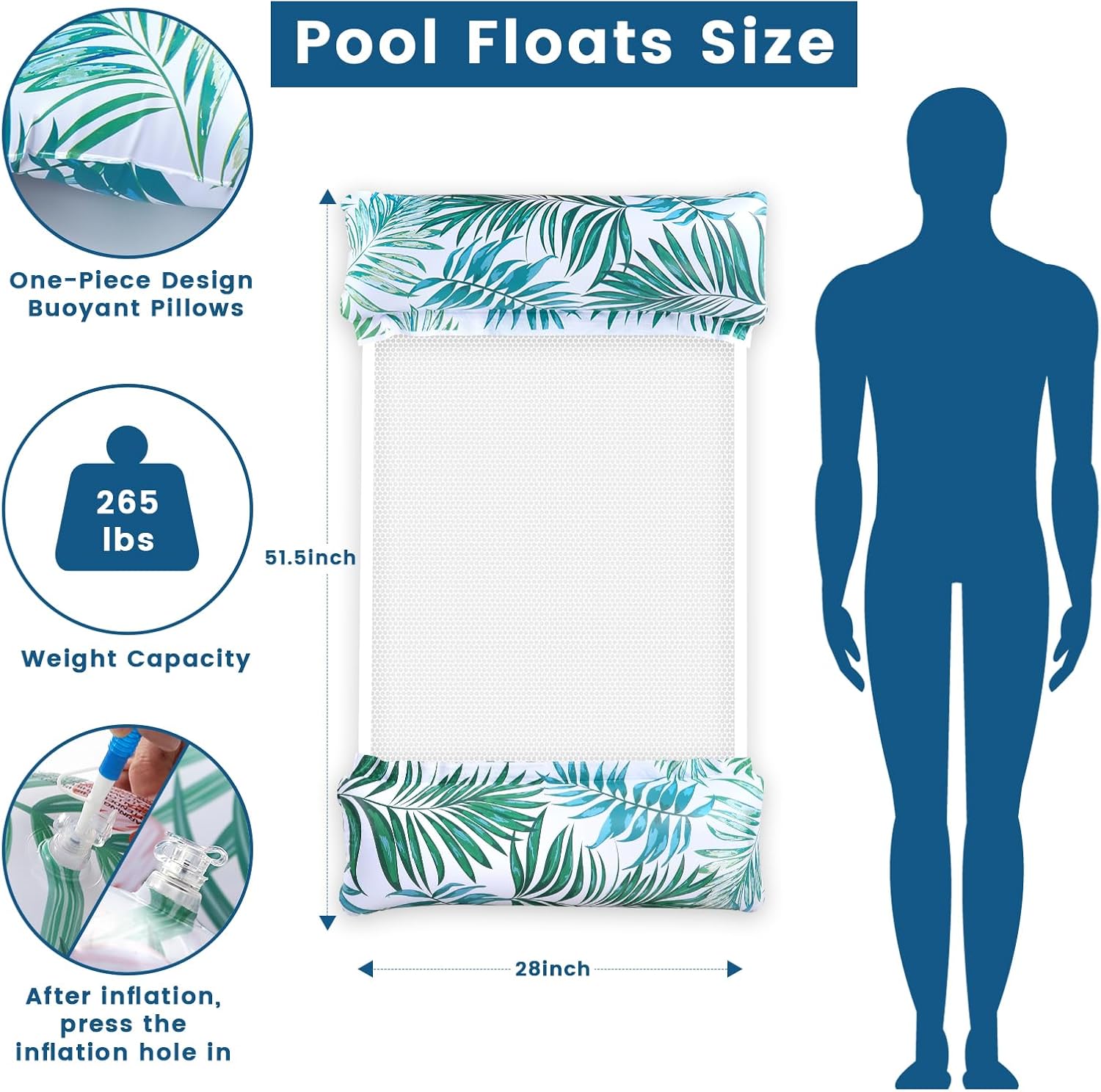 Thumbnail 4 de Tavaleu Pool Floats Adult 2-Pack: 4-in-1 Inflatable Lounger, Hammock and Sit-onn in Thick PVC