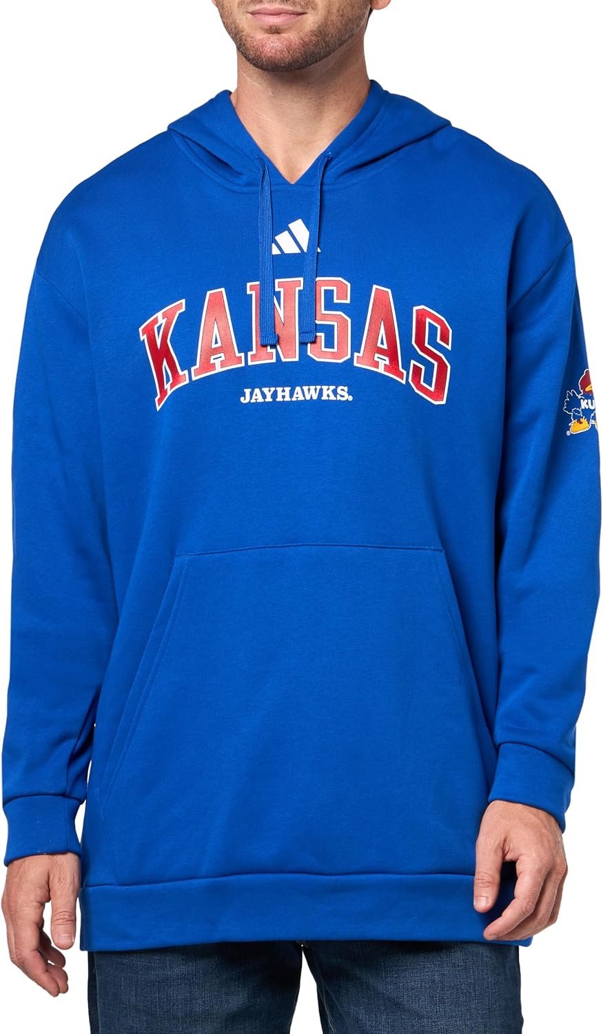 adidas men’s NCAA 25/26 Team Graphic Hoodie (Kansas University pride)