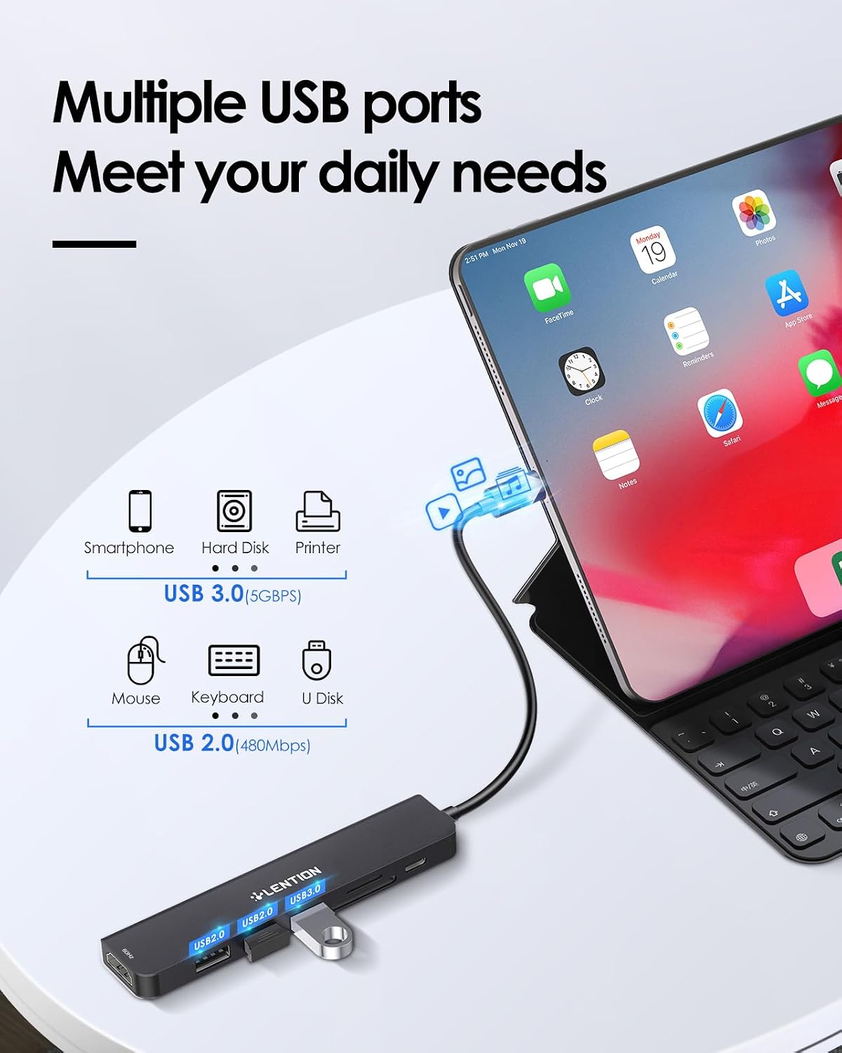 Detalle 2 de LENTION CE18 USB C Hub 100W PD