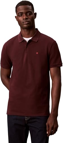 Detalle de Calvin Klein Polo SS Monogram de piqué para hombre - Morado/Moca, talla XXL
