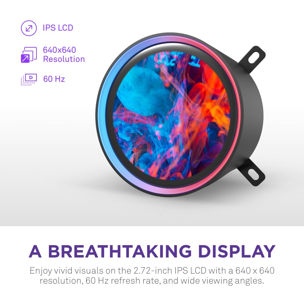Detalle de NZXT Kraken Elite 360 RGB 2024: High-Performance 360mm AIO with a Vivid 2.72" LCD