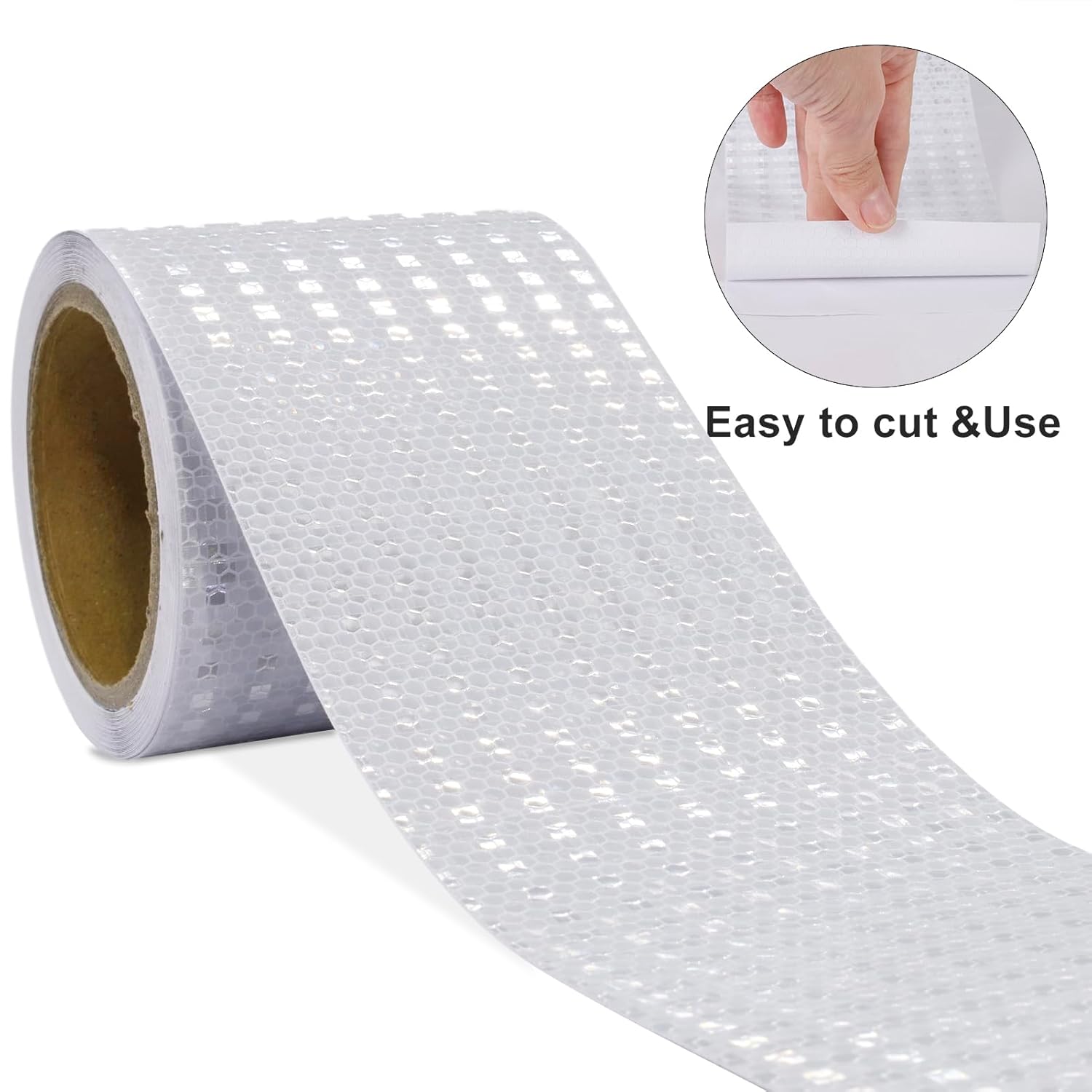 Detalle 2 de XFXIA Nastro riflettente adesivo bianco 10 cm × 10 m per auto, moto, bici e attività notturna