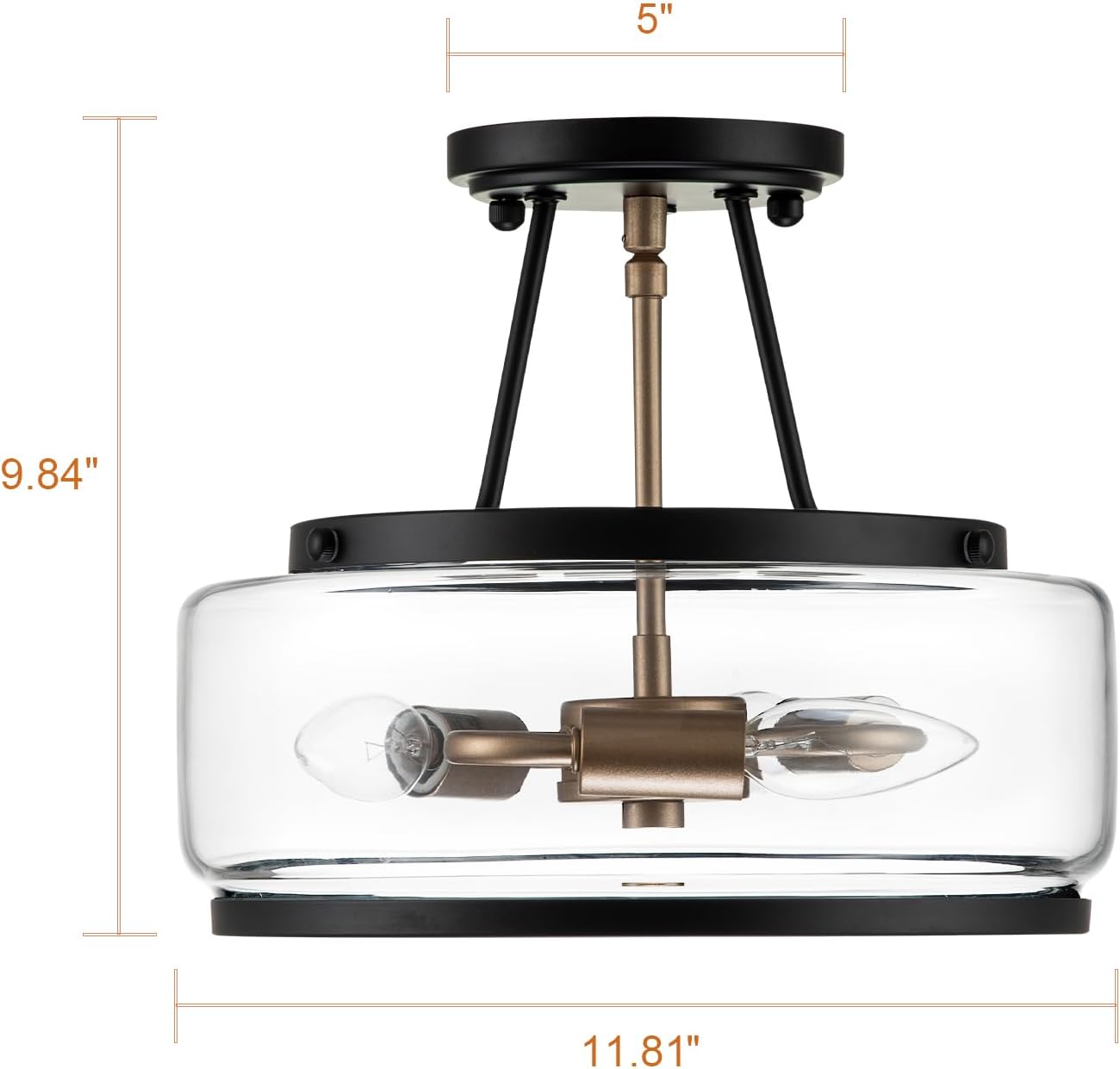 Detalle de Semi-flush mount ceiling light, 11.8-inch drum
