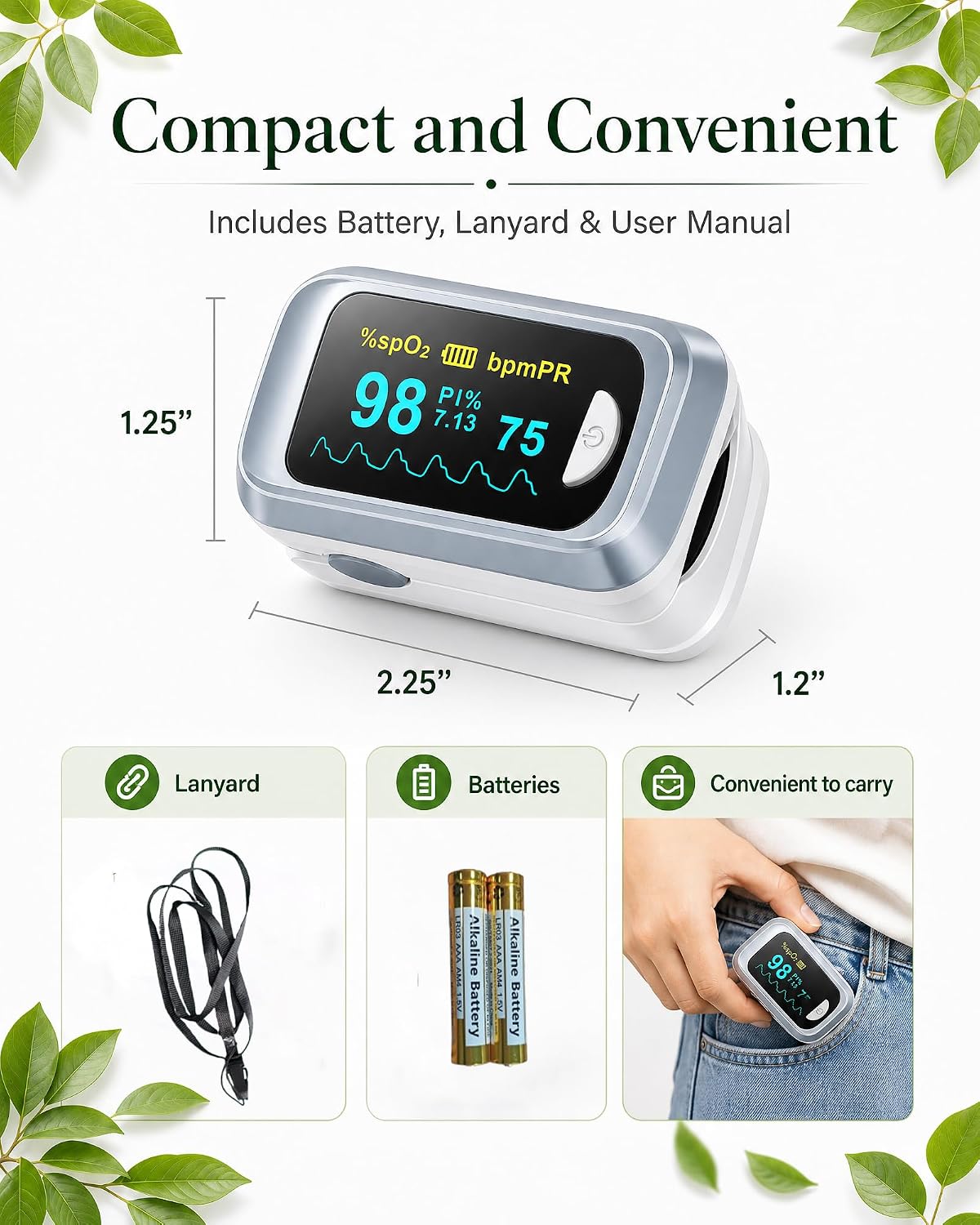 Detalle 2 de Fingertip Pulse Oximeter with OLED Screen 📉