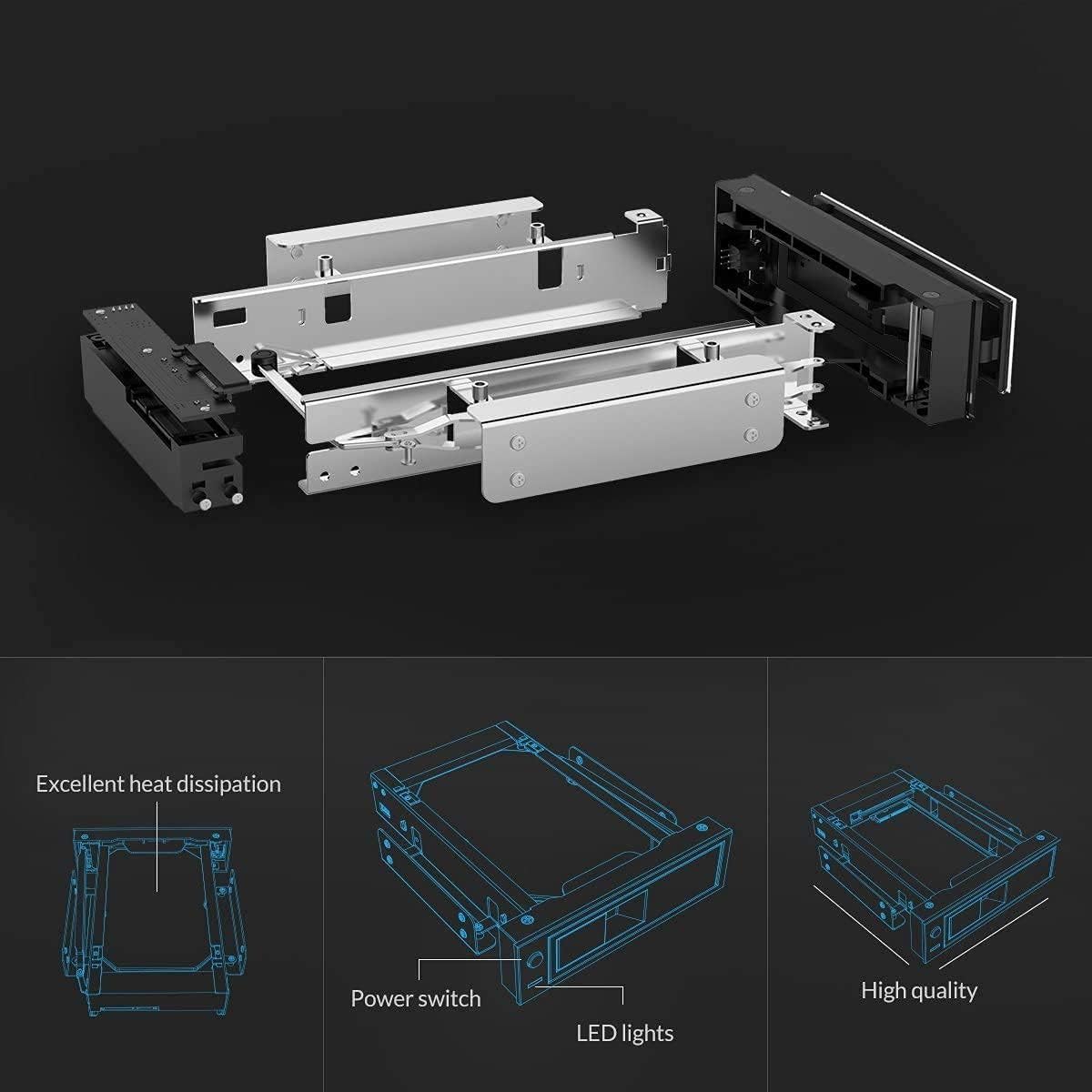 Thumbnail 1 de ORICO Wechselrahmen für SATA-Festplatten im 5,25-Zoll-Schacht – 3,5-Zoll HDD Gehäuserahmen, anti‑Vibrations-Kit, Abschließbar