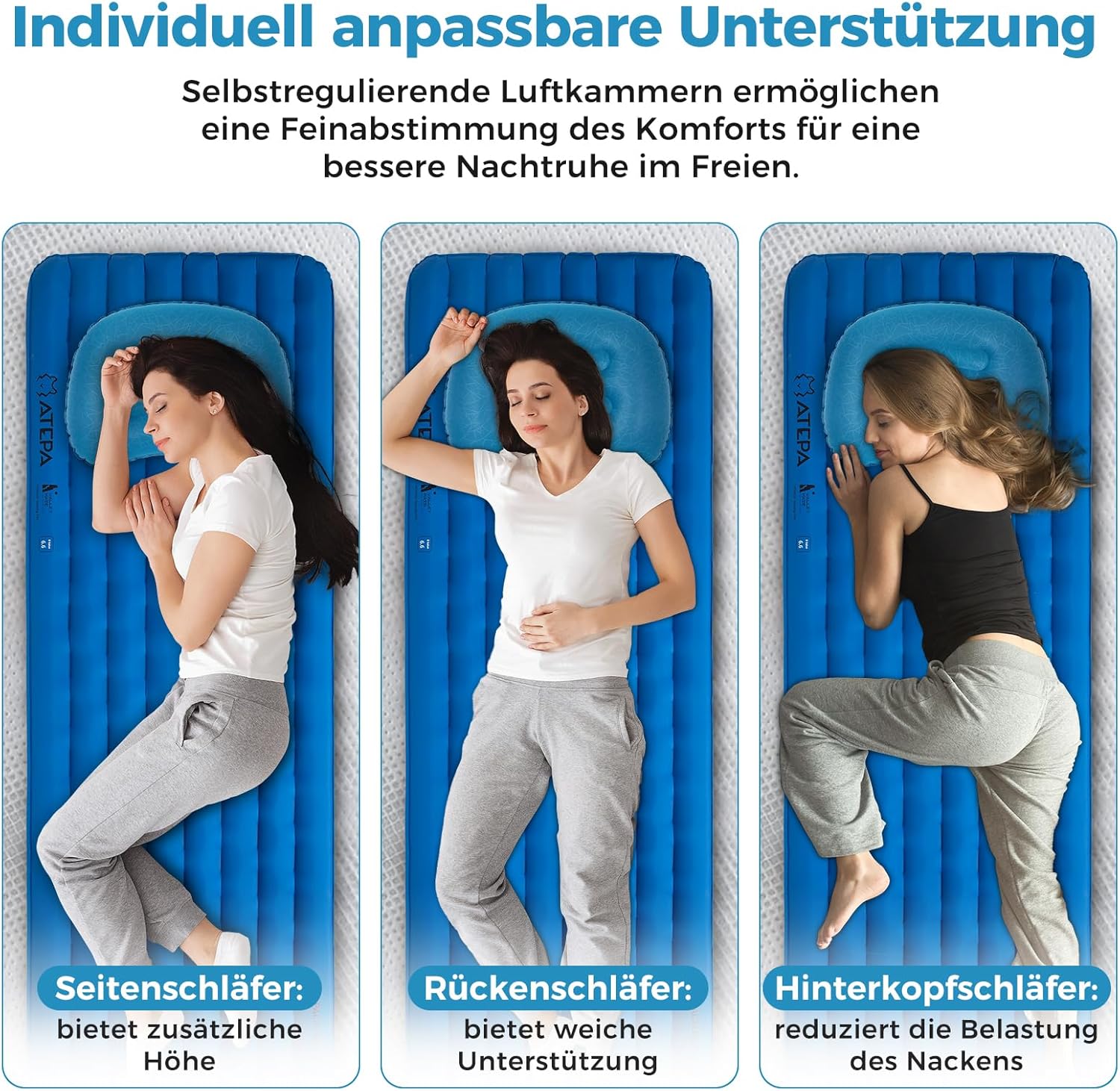Thumbnail 4 de ATEPA Aufblasbares Kissen – Ultraleichtes, wasserdichtes Reisekissen mit ergonomischer Unterstützung