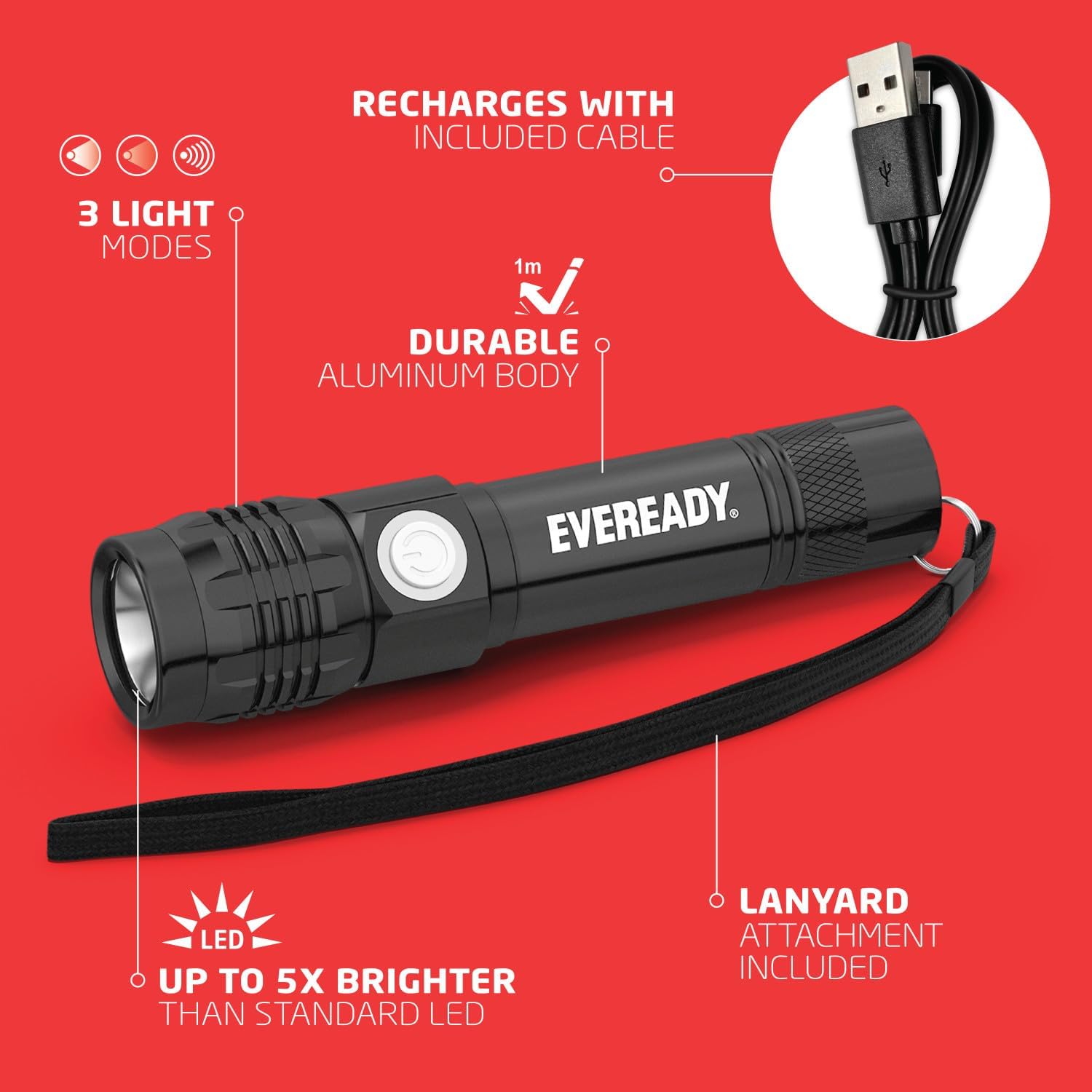 Thumbnail 1 de Energizer Eveready torcia ricaricabile: compatta, leggera e robusta per campeggio e emergenze