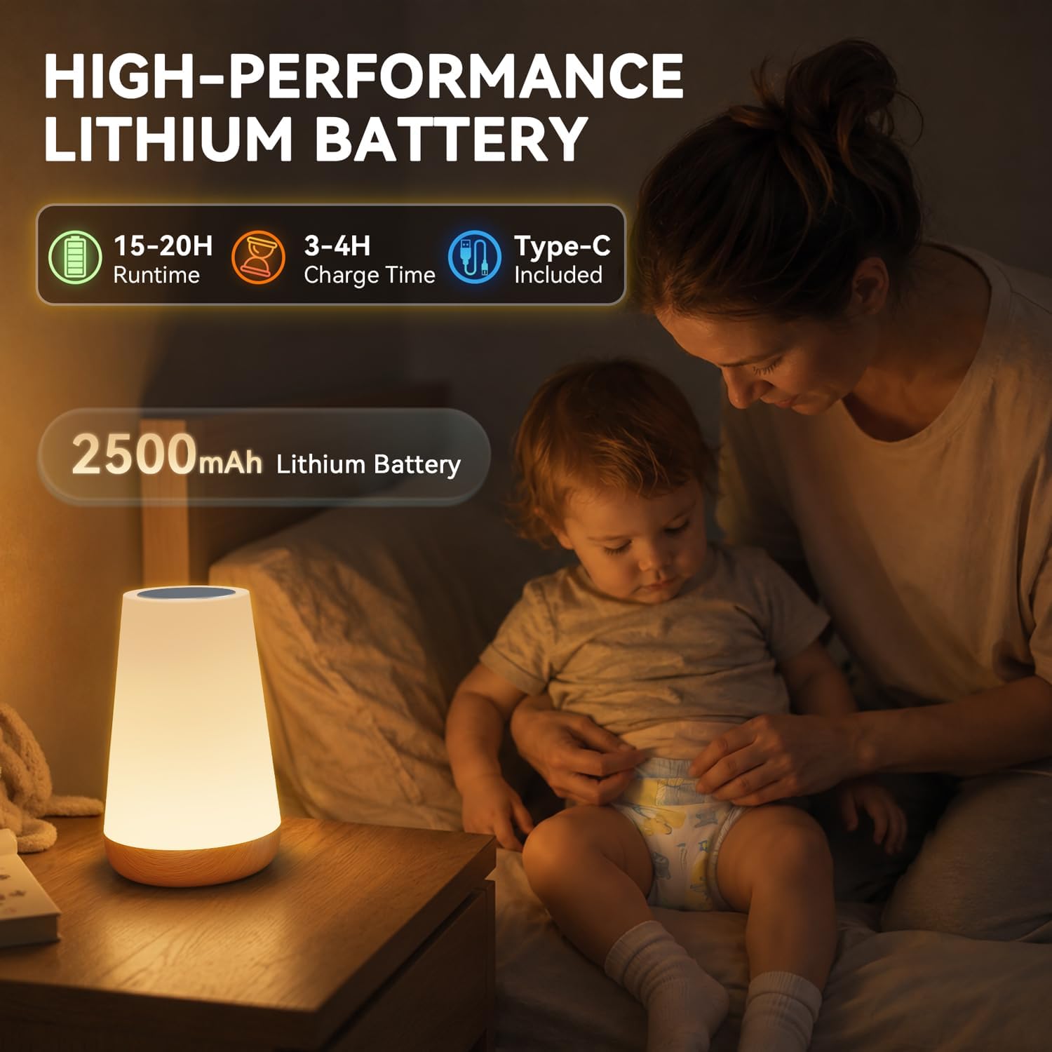 Detalle 2 de Auxmir Night Light 2500mAh LED touch lamp
