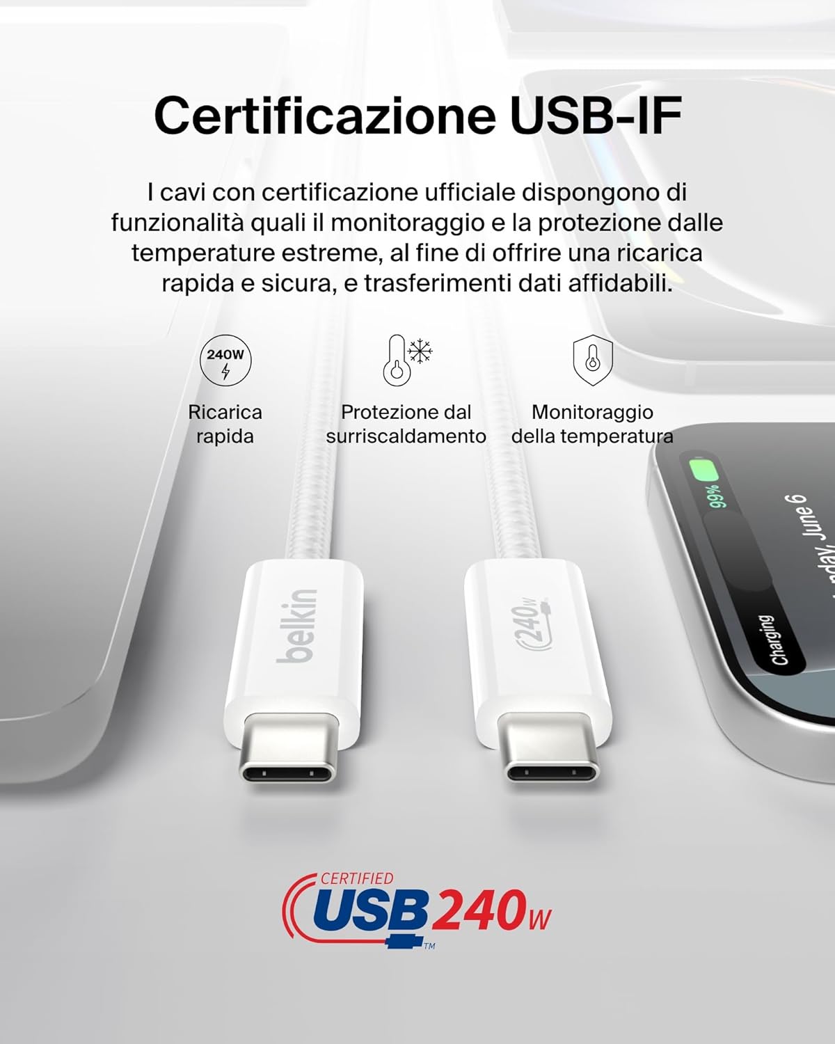 Thumbnail 5 de Belkin BoostCharge 240W cavo USB-C 1,5 m