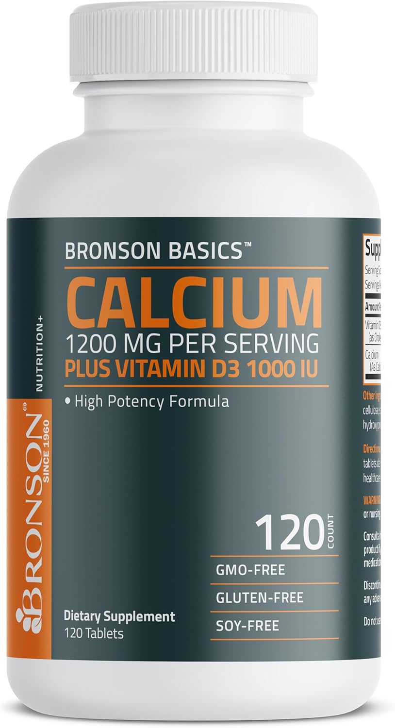 Detalle de Bronson Calcium + Vitamin D3 Tablets, 1,200 mg Calcium, 1,000 IU D3