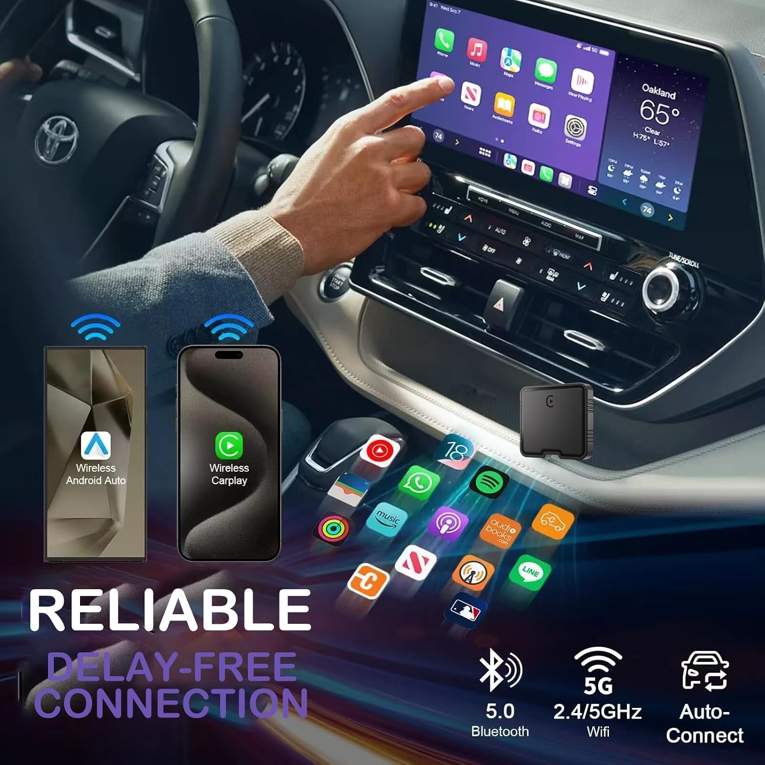 Thumbnail 6 de APOKAMORI 7-Inch CarPlay Wireless Portable Touchscreen Stereo with Backup Camera