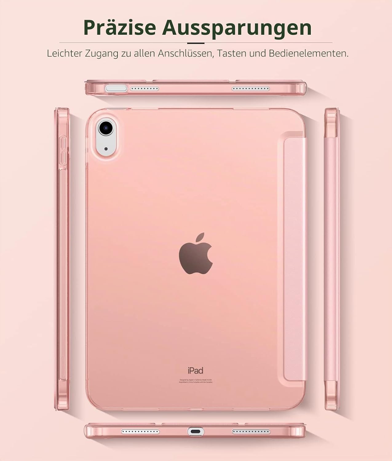 Detalle 2 de MoKo Hülle für iPad (A16) 11. Generation / 10. Generation – Rosagold, 11 Zoll bzw. 10,9 Zoll