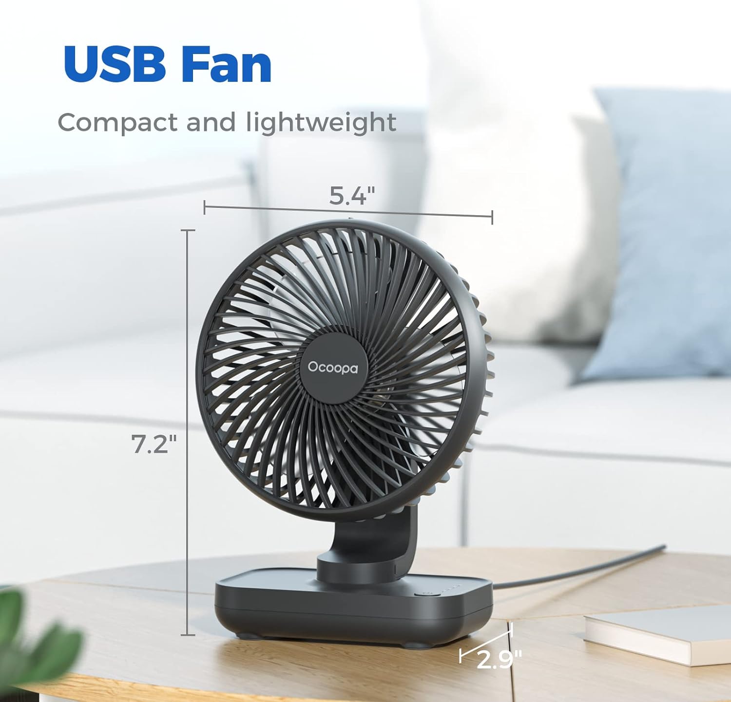 Thumbnail 6 de OCOOPA USB Ventilator – ultra leise, 4 Geschwindigkeiten, kompakt & tragbar