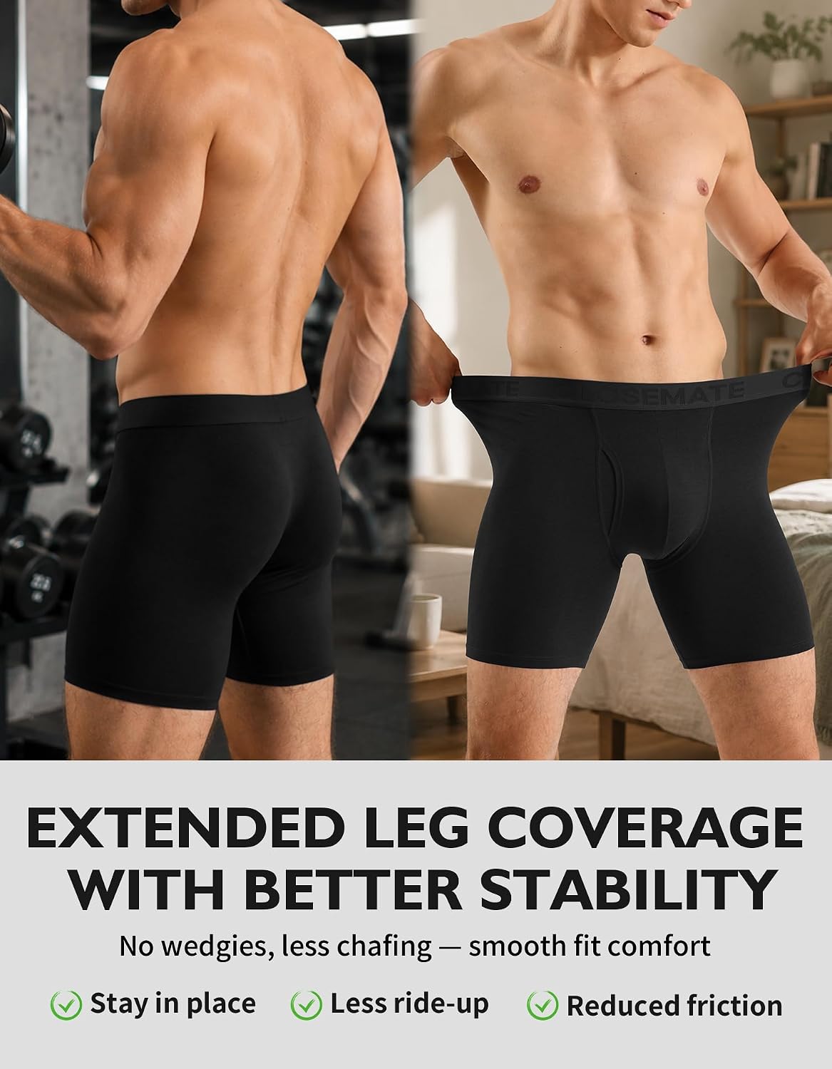 Detalle 1 de CLOSEMATE Men's Boxer Shorts, Bamboo Viscose Blend, 3 Pack, 6-inch Leg