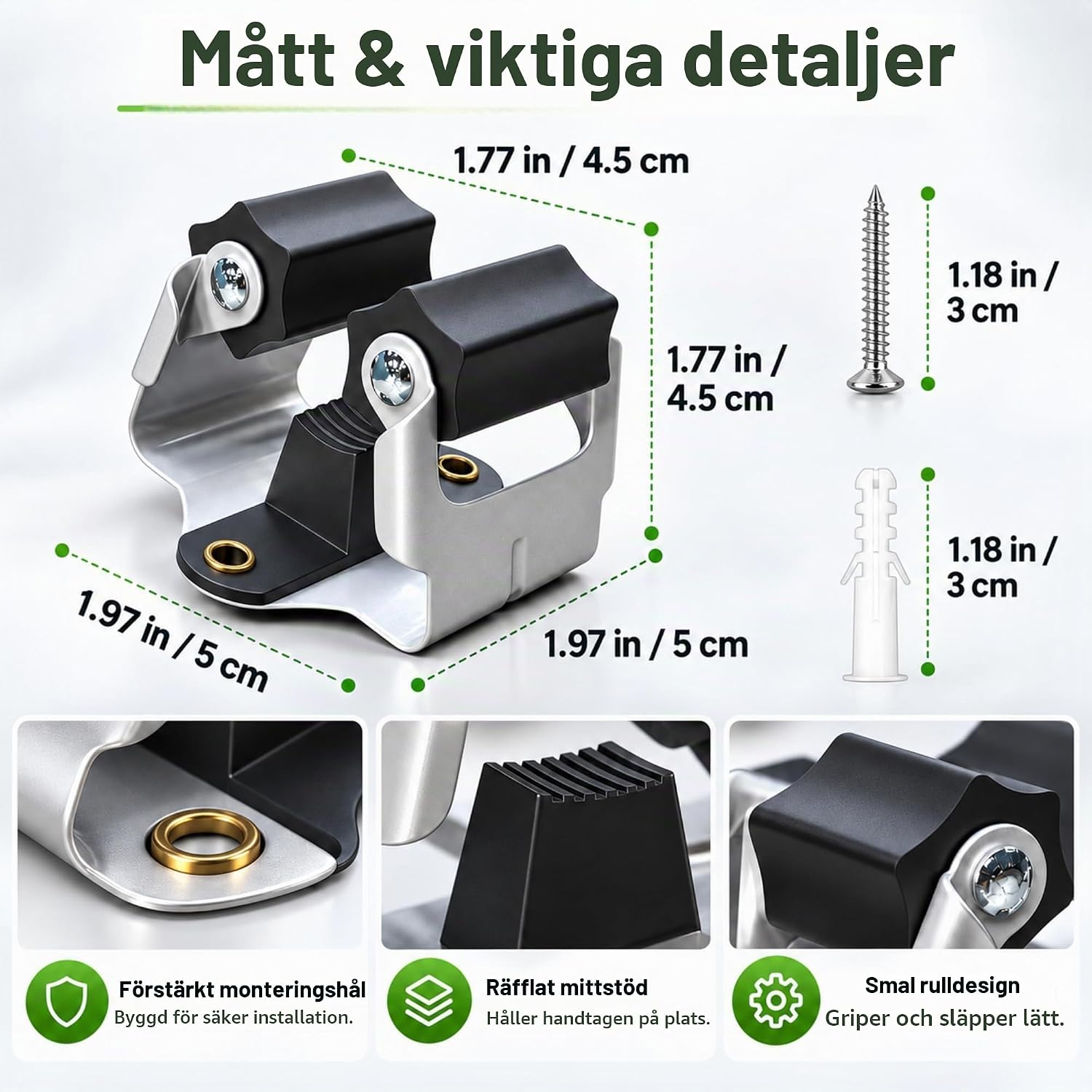 Detalle de 3-H 2018-25pc-black-spray mopphållare för vägg, 25-pack för skaft upp till 35 mm