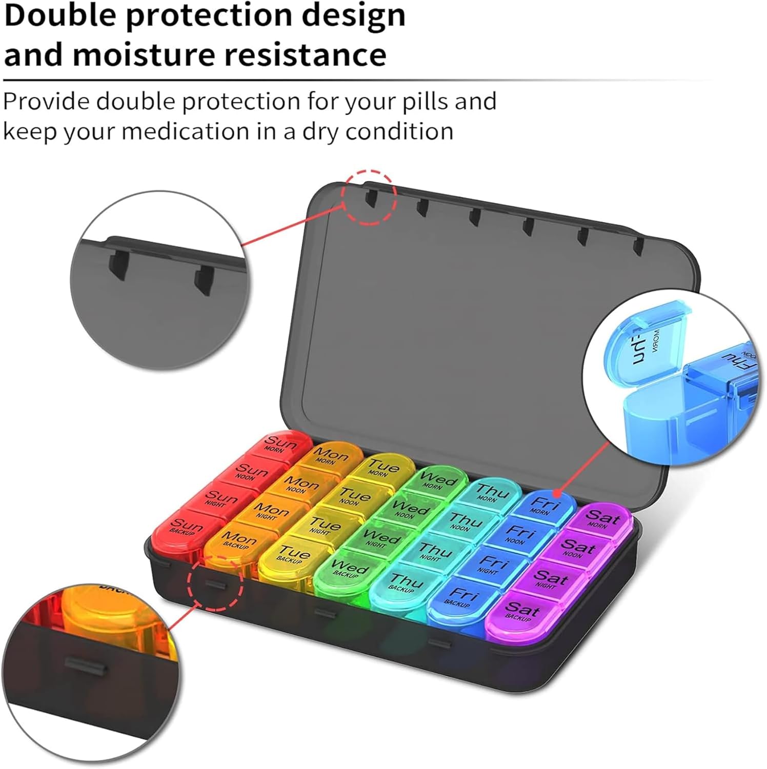 Thumbnail 2 de Betife Weekly Pill Box 7‑Day, 4‑Compartment organiser 💊