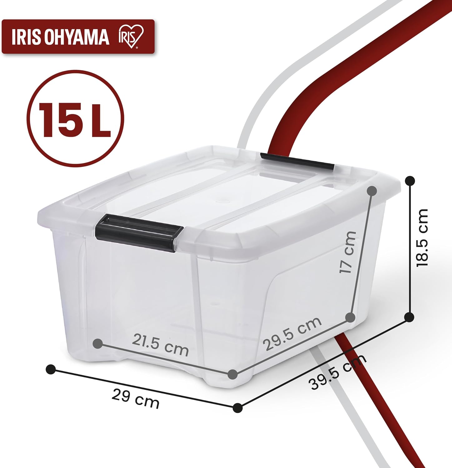 Detalle 2 de Iris Ohyama NTB-15 Aufbewahrungsboxen mit Deckel (15 l), transparentes 4er-Set
