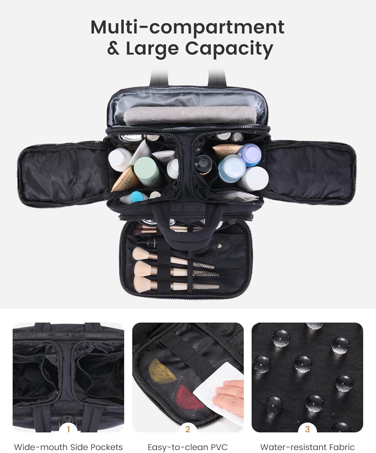 Thumbnail 4 de LOVEVOOK große Kulturtasche Damen mit Nassfach – leichter Reise-Kulturbeutel beige, mit Organizer & Netztaschen