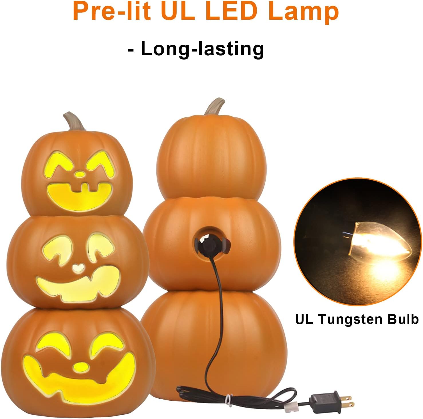 Detalle de DUNCHATY HALL81-SJQ55-JLN-17IN-3TER93 17-Inch Pre-Lit Plastic Pumpkin