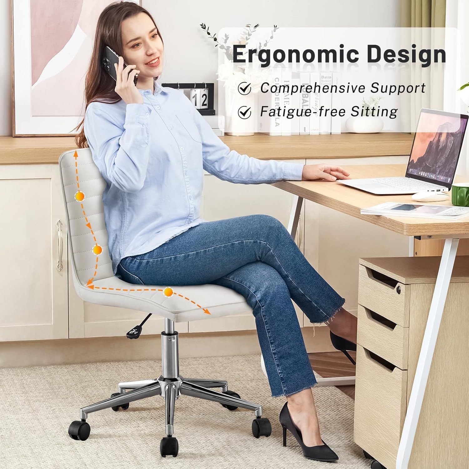 Detalle de Hellove Chaise de Bureau sans Accoudoirs 43–57 cm