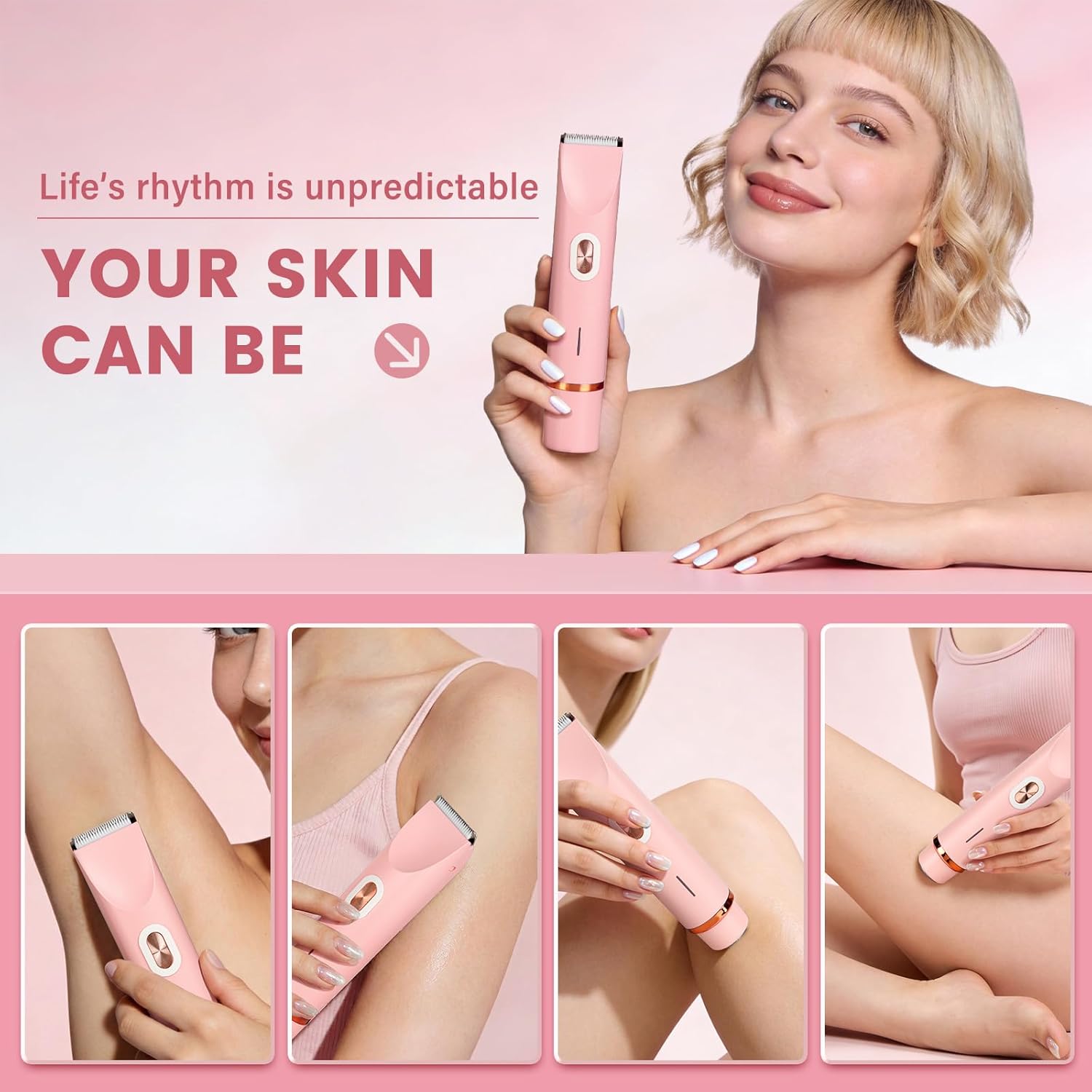 Thumbnail 1 de Elektrischer Rasierer Damen 2-in-1 Doppelkopf (Intim + Gesicht) mit USB‑C-Laden – wasserdicht & leicht zu reinigen