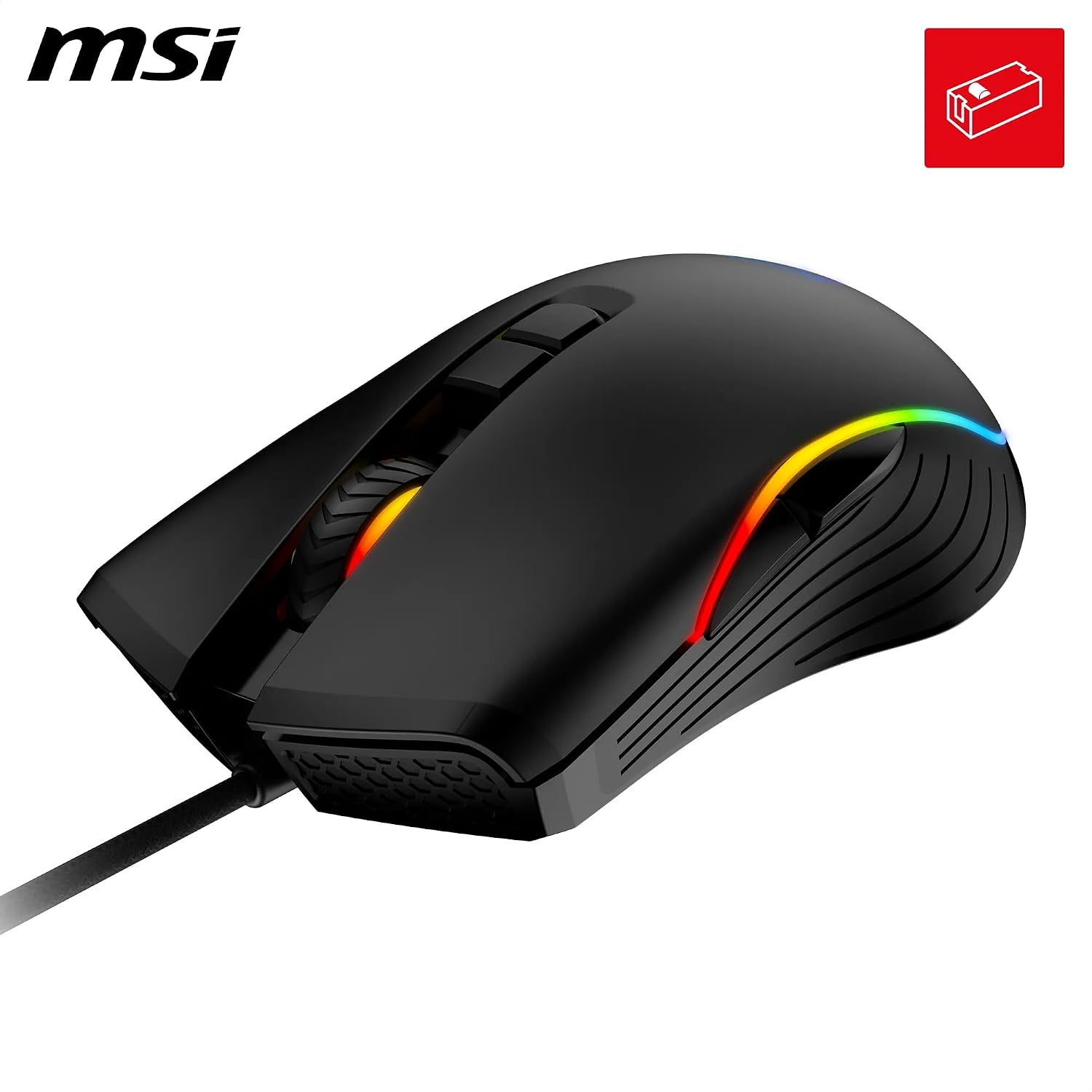 Detalle 2 de msi FORGE GM300 mouse da gaming cablato con sensore ottico 7200 DPI, 7 pulsanti e RGB