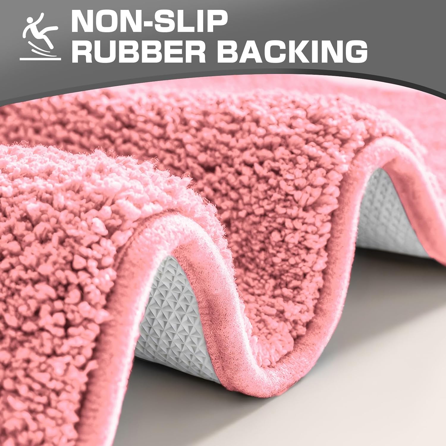 Thumbnail 3 de wyewye Microfibre Bath Mats: 2cm Thick, Ultra-Absorbent, 50x80cm and 50x50cm U-Shape in Pink