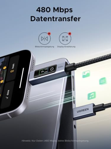 Thumbnail 7 de UGREEN Nexode 240W USB-C Kabel mit TFT-Display – Echtzeit-Leistungsanzeige