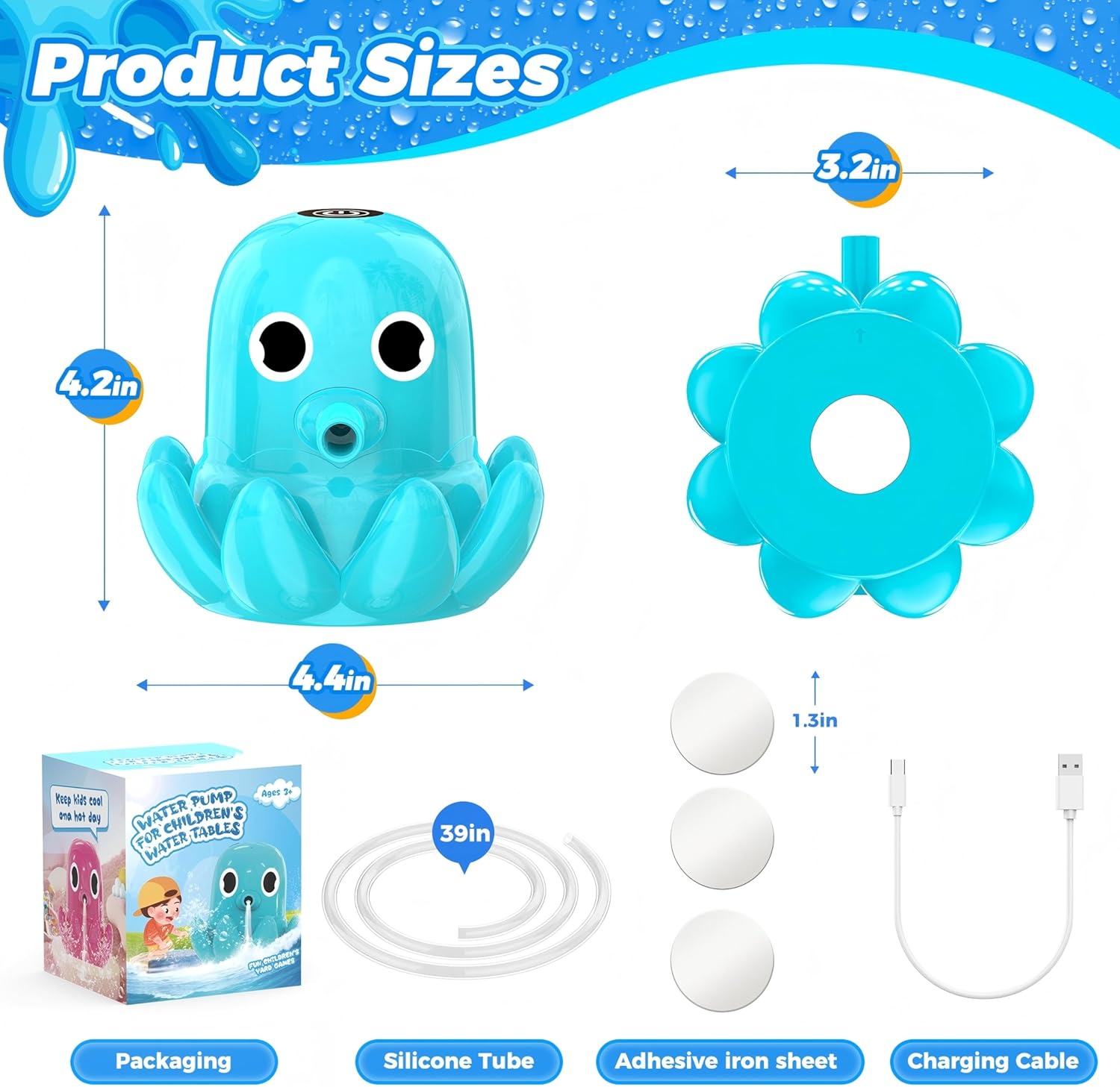 Thumbnail 5 de Hinastar Water Table Pump (Cordless Octopus, Magnetic Base) for Continuous Outdoor Water Play