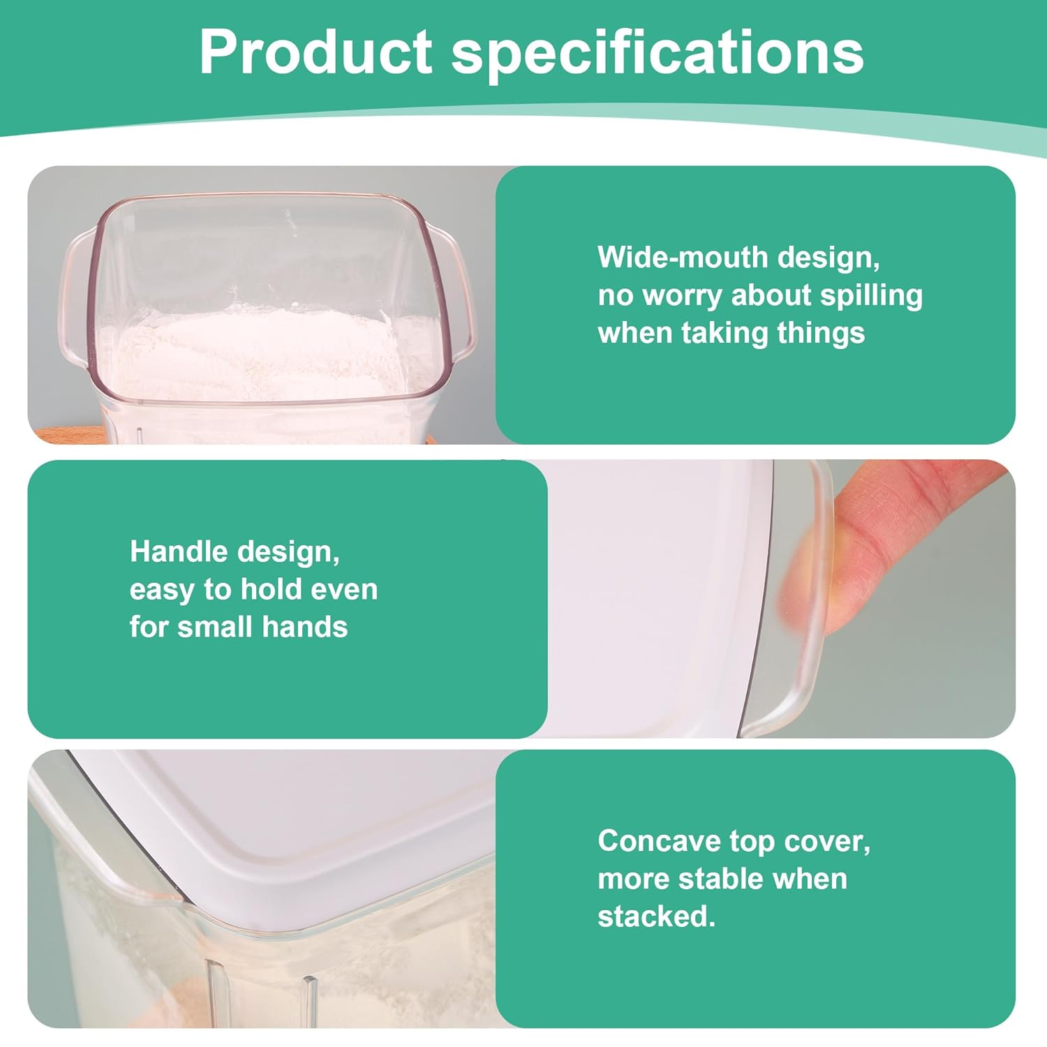 Thumbnail 5 de DUBUOZA Milchpulver Aufbewahrungsbox 2300 ml – integriertem Messlöffel, transparent
