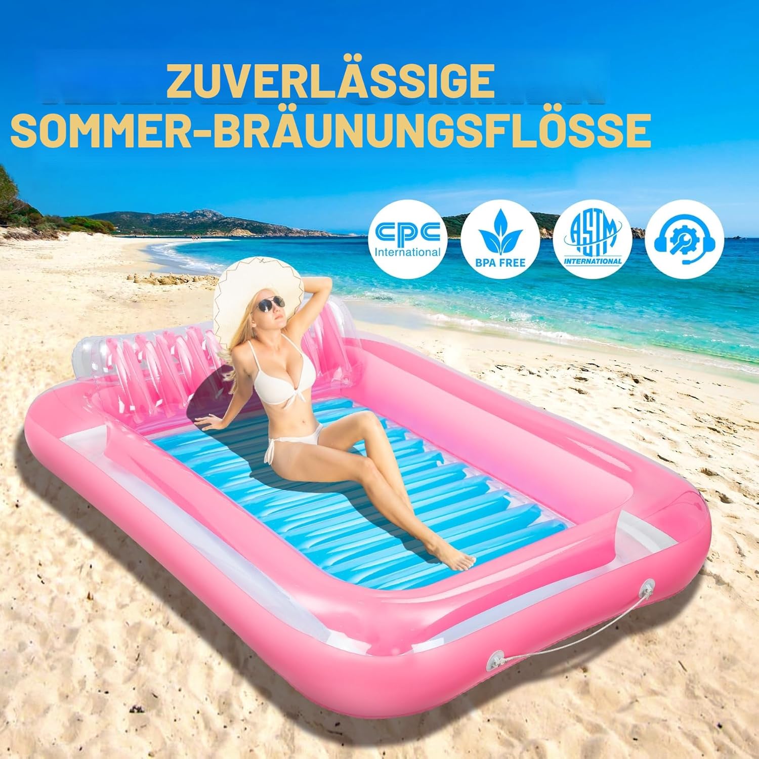 Detalle de Subtail Wasserhängematte – mit abnehmbarem Kissen, Aufblasbare Liege für Erwachsene
