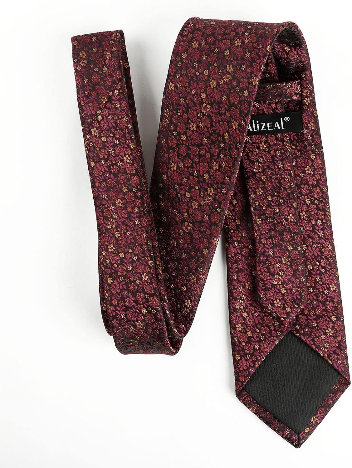 Detalle 2 de Alizeal Floral Patterned Tie with Pocket Square Set (8cm) – Floral Wedding & Party Accessory