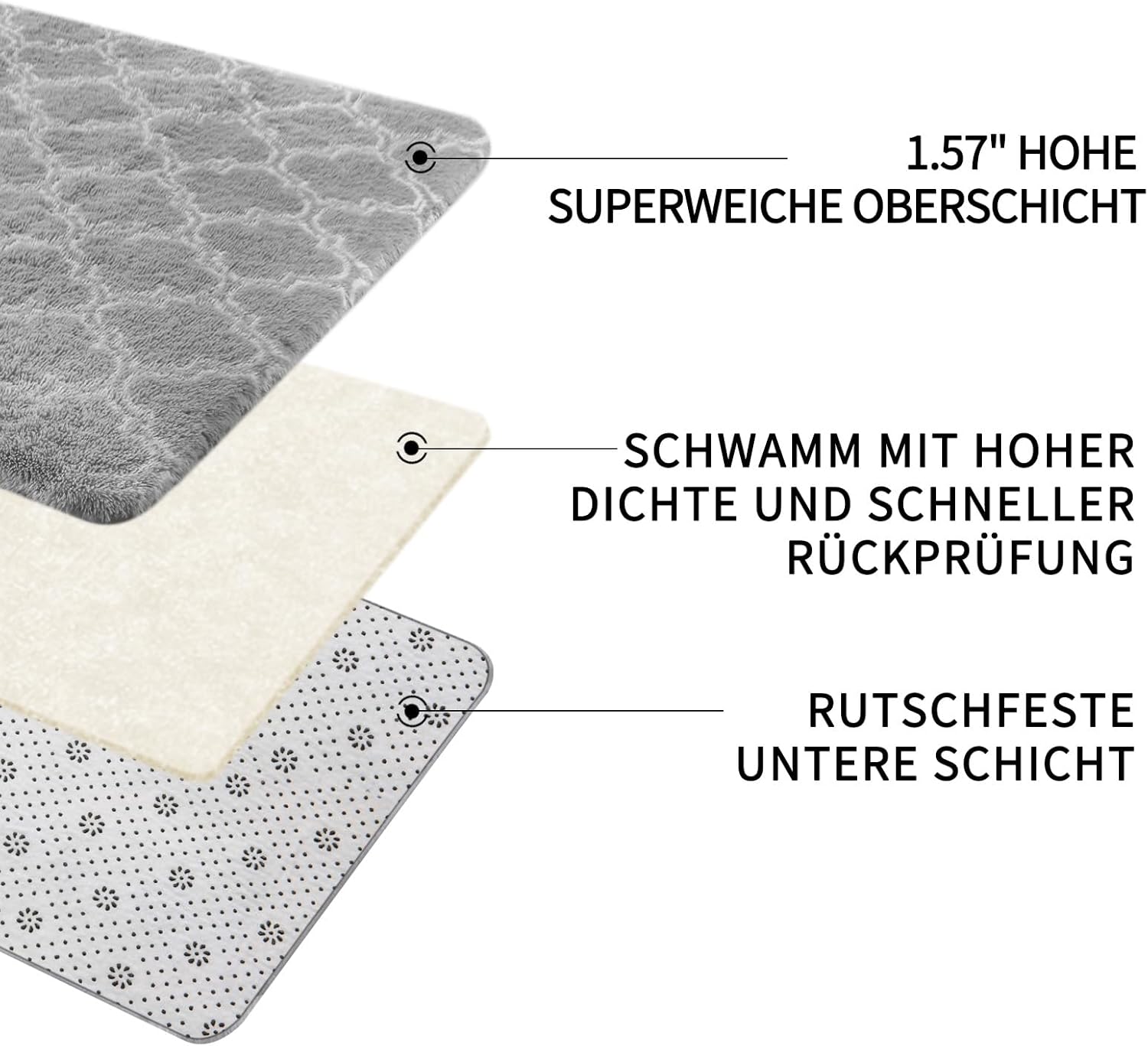 Thumbnail 2 de Sour Lemon Hochflor Teppich 120x160 Grau