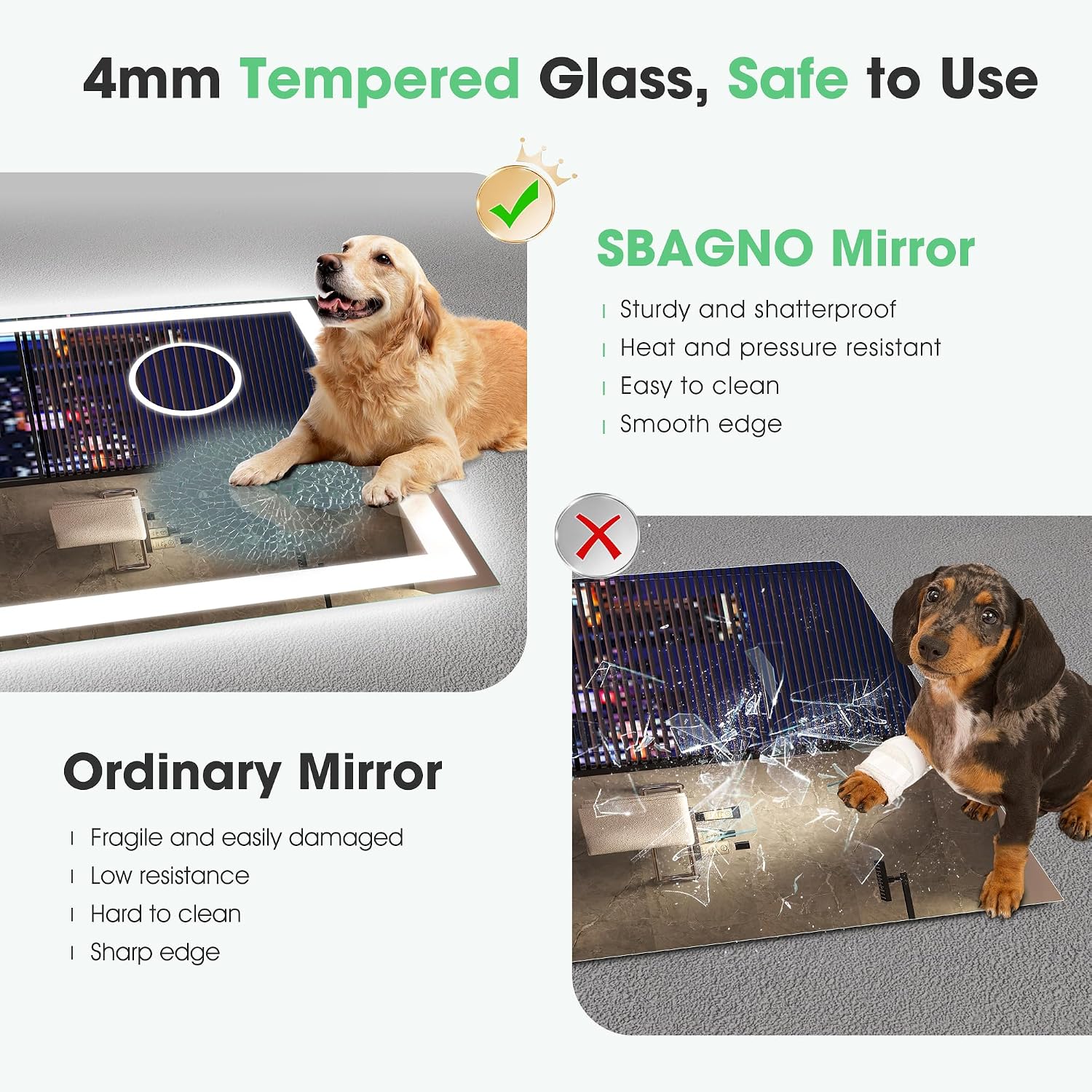 Thumbnail 6 de S'bagno Bluetooth-Badezimmerspiegel mit Beleuchtung, 5-fach-Lupe und Dimmer (80x60 cm)