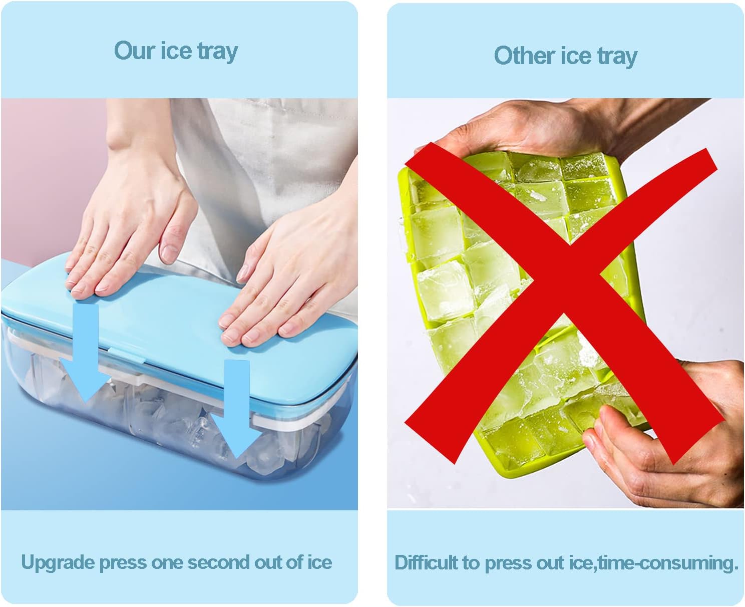 Thumbnail 2 de Ice cube tray with lid (48-cube set), press-release silicone moulds with storage container