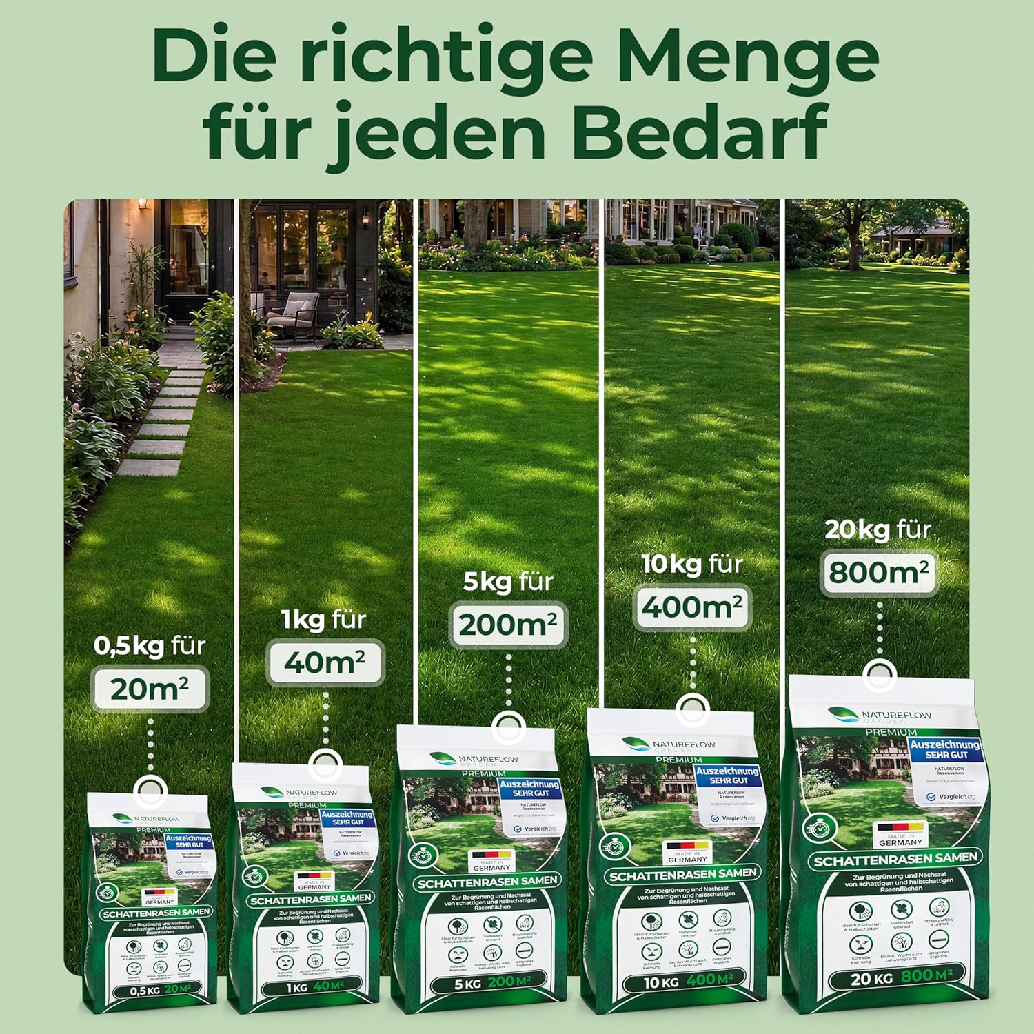 Detalle de Schattenrasen Rasensamen 1 kg – dichte Grasmischung für schattige Flächen