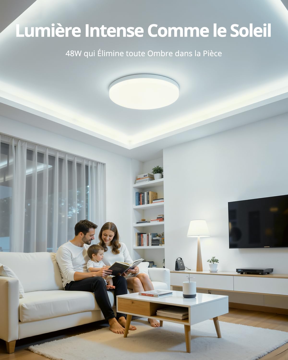 Detalle de Yafido CX-48W-RD-65K-M led-plafondlamp 48 W, rond, koud wit, 30 cm