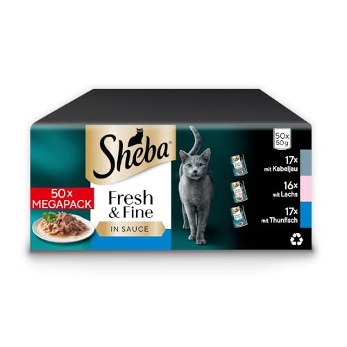 Detalle de Sheba CATCARE Pouch Wet Fresh & Fine (Fish) Chunks in Gravy Adult 50 g Multipack Standard – Nassfutter für Katzen