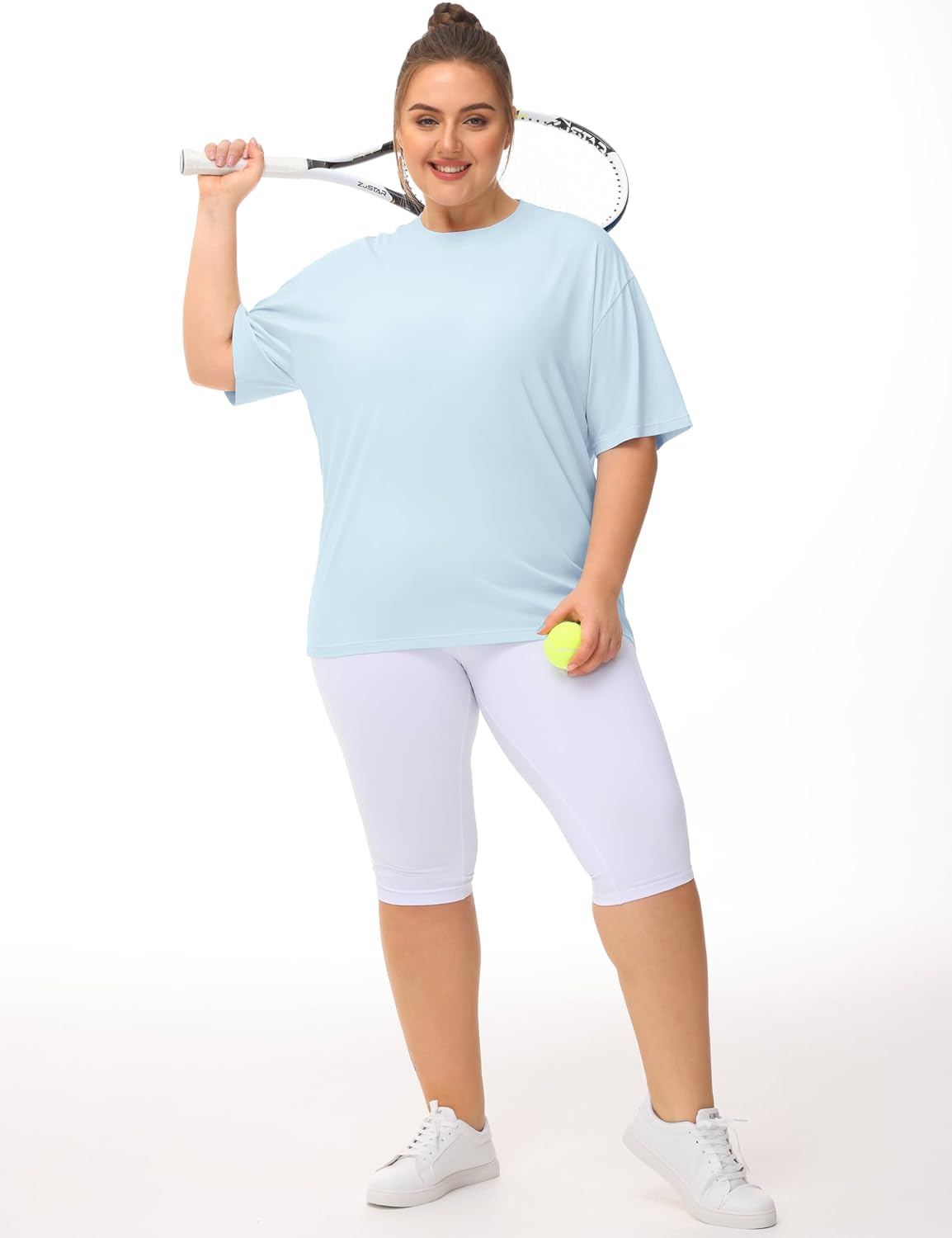 Detalle de THE GYM PEOPLE oversized katoenen dames-T-shirt met korte mouwen