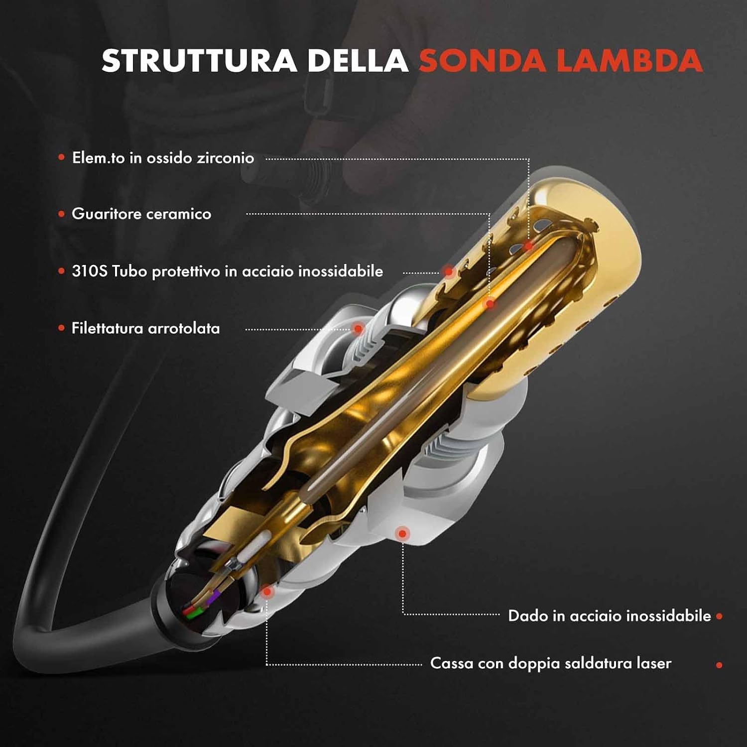 Thumbnail 6 de Frankberg Sonda lambda 350 mm 4 poli
