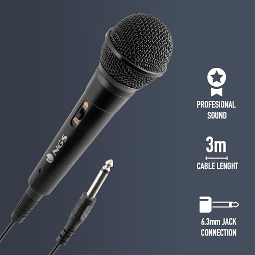 Thumbnail 1 de NGS Singer Fire: Micrófono dinámico vocal con cable de 3 m para directo y karaoke