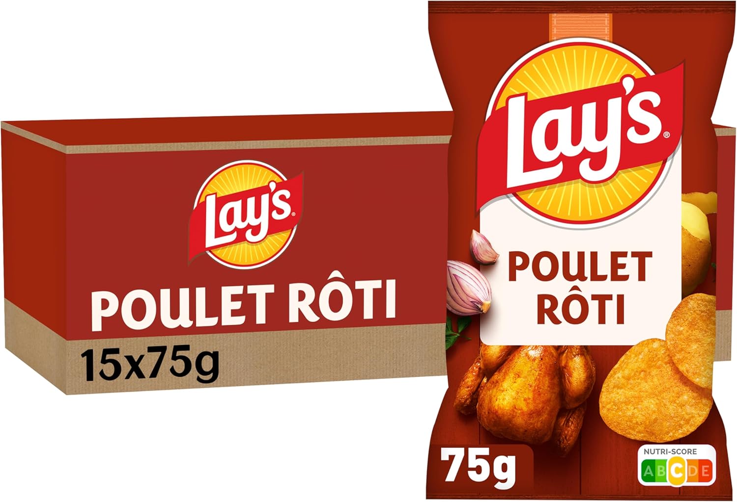 Detalle de LAY'S Chips Saveur Poulet Rôti – Lot de 15x75g