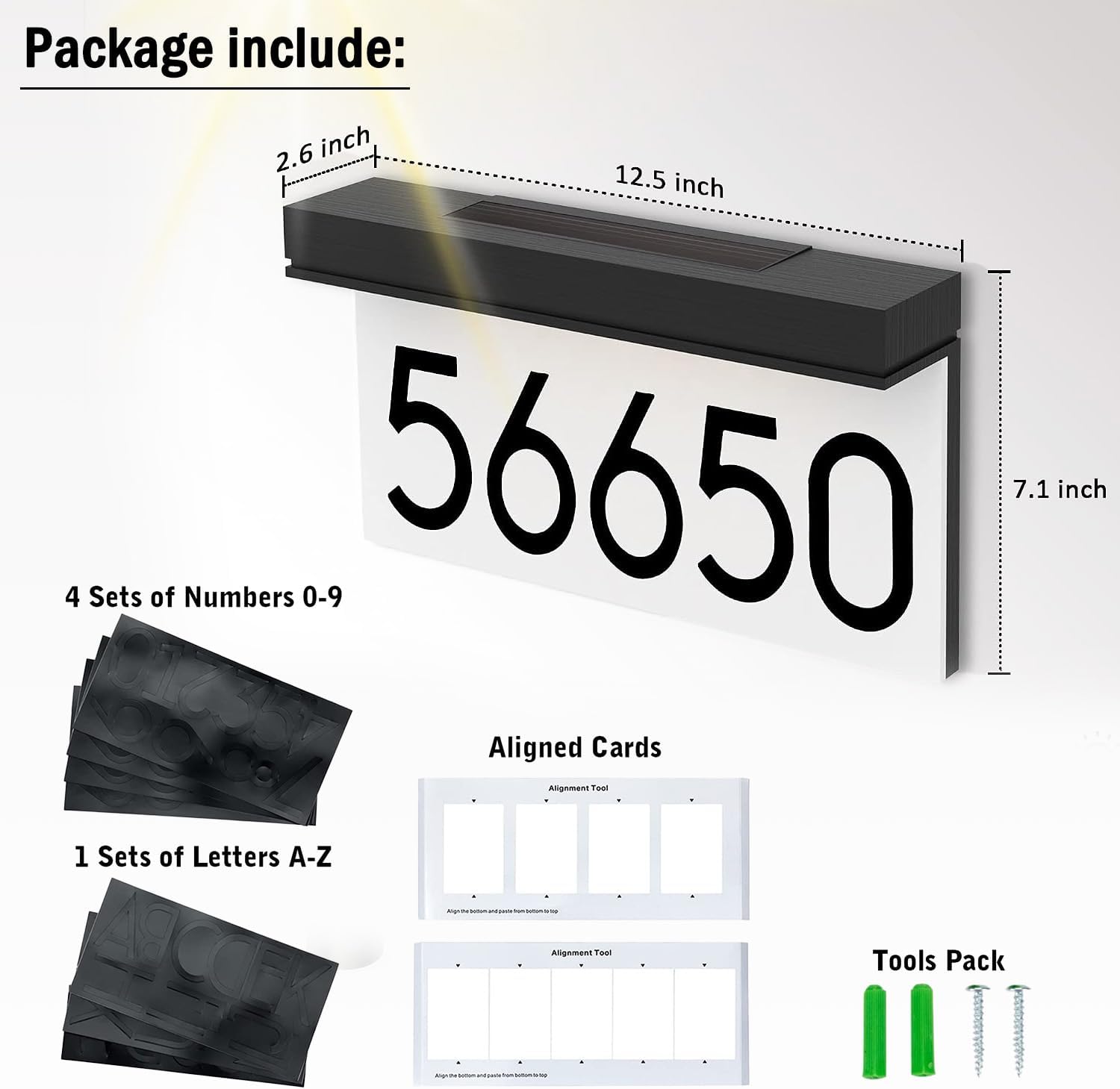 Thumbnail 2 de Solar house number sign, 3000K warm white