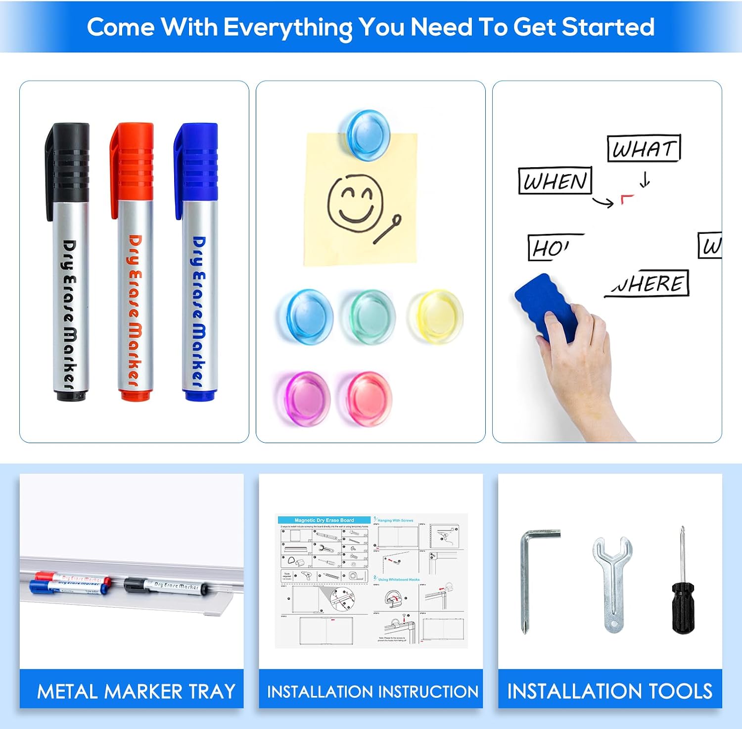 Thumbnail 4 de Maxtek PTL-4"X8" Magnetic Dry-Erase Whiteboard, 96 x 48 in, Aluminum Frame