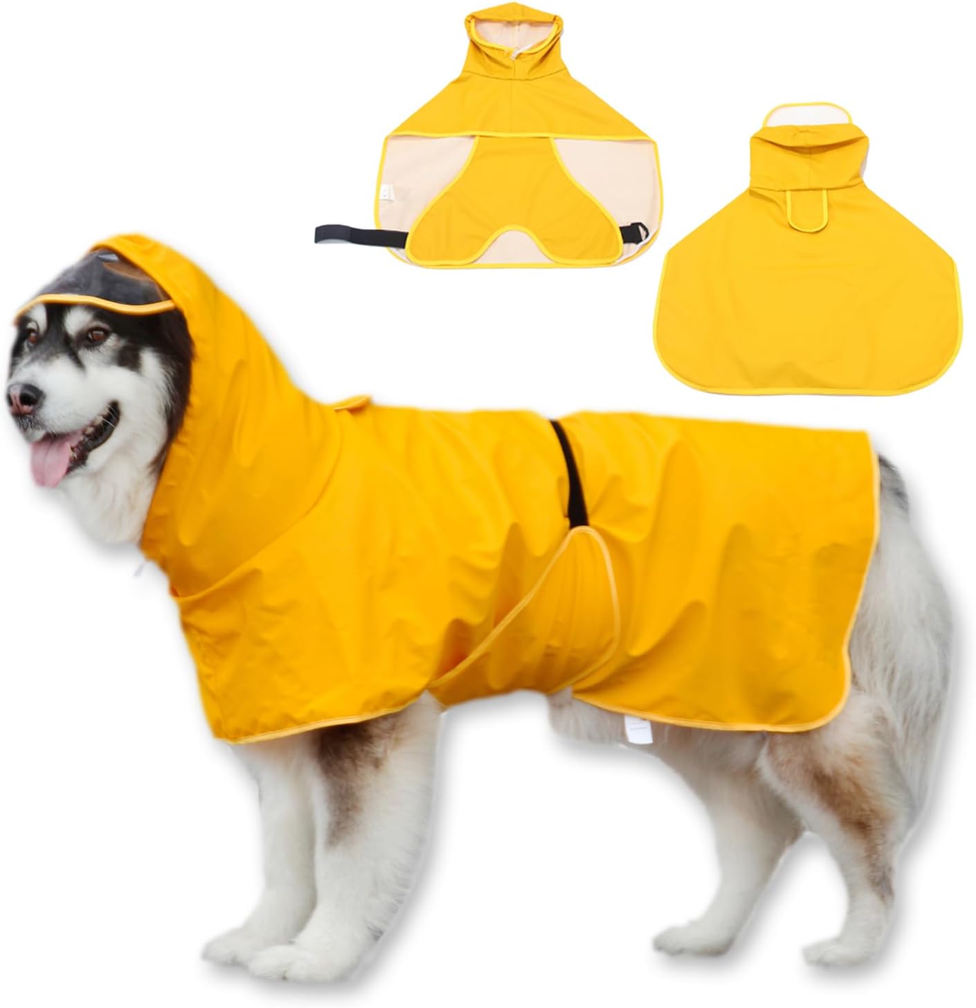 Detalle de WUFANC Impermeabile per cani giallo con cappuccio trasparente e foro per guinzaglio invisibile (3XL)
