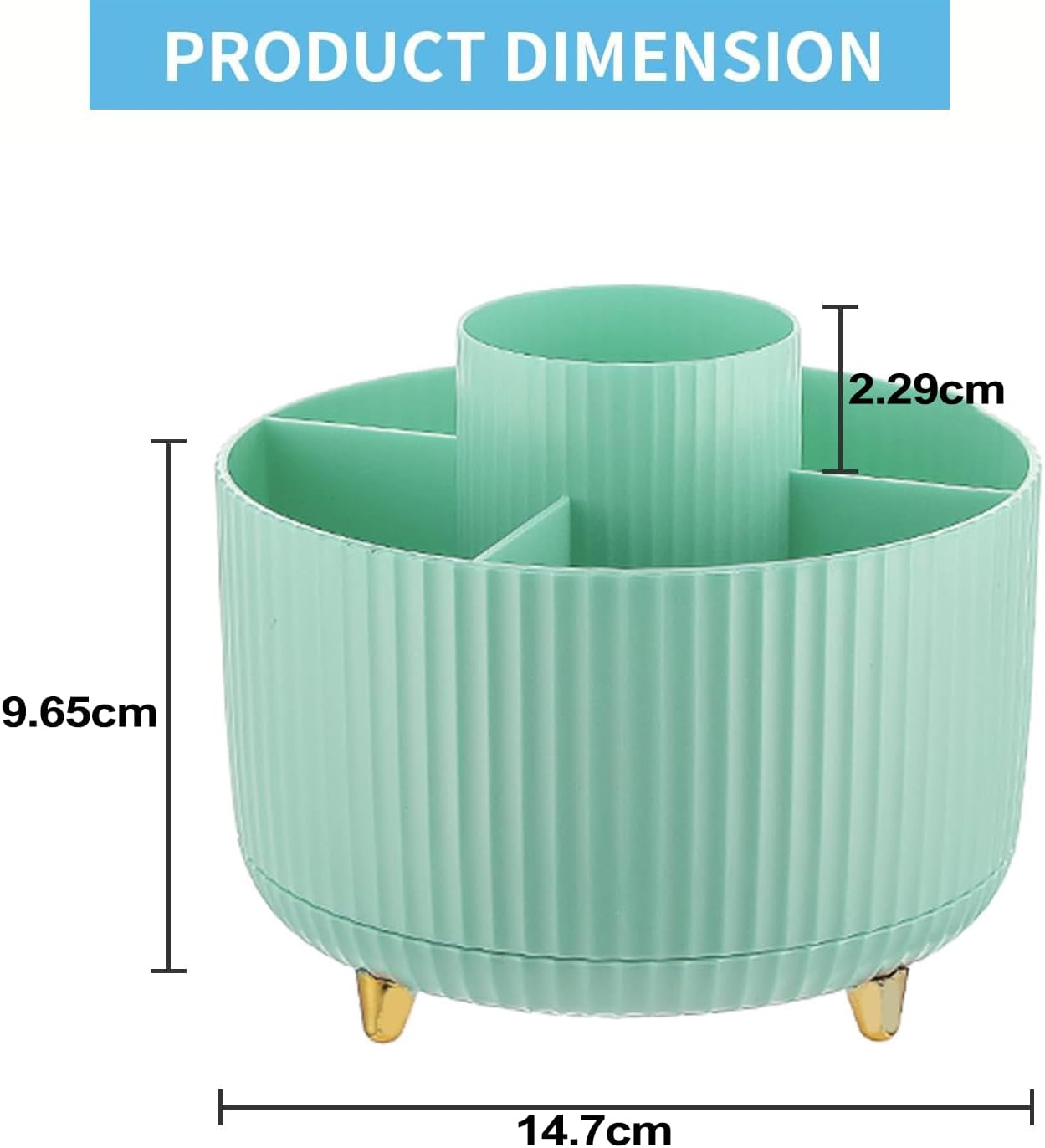 Thumbnail 6 de Marbrasse Desk Organiser: 360-Degree Rotating Pen Holder with 5 Compartments in Mint Green