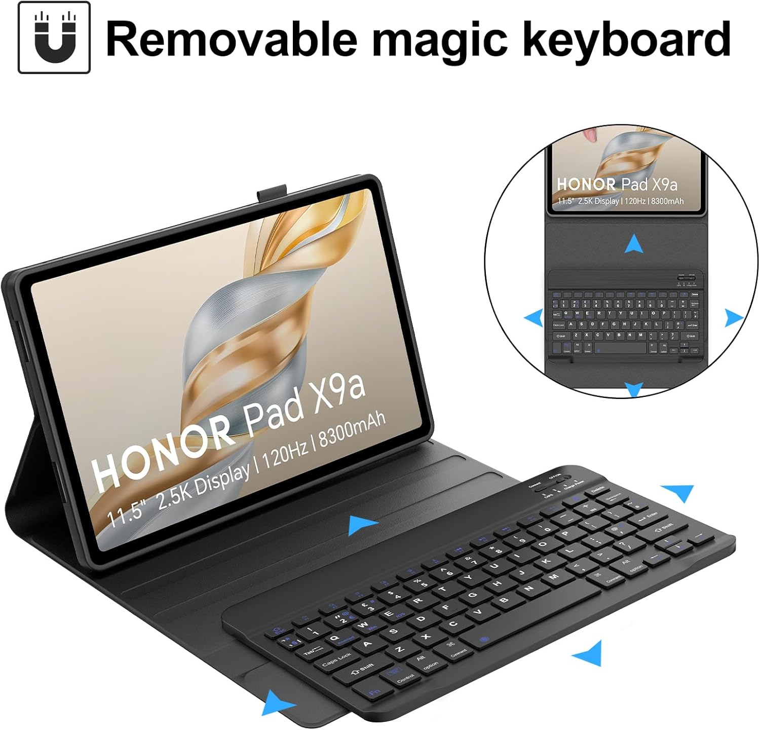 Thumbnail 3 de SENGBIRCH Keyboard Case for HONOR Pad X9a (11.5″, 2025) – Detachable Bluetooth Keyboard & Protective Cover