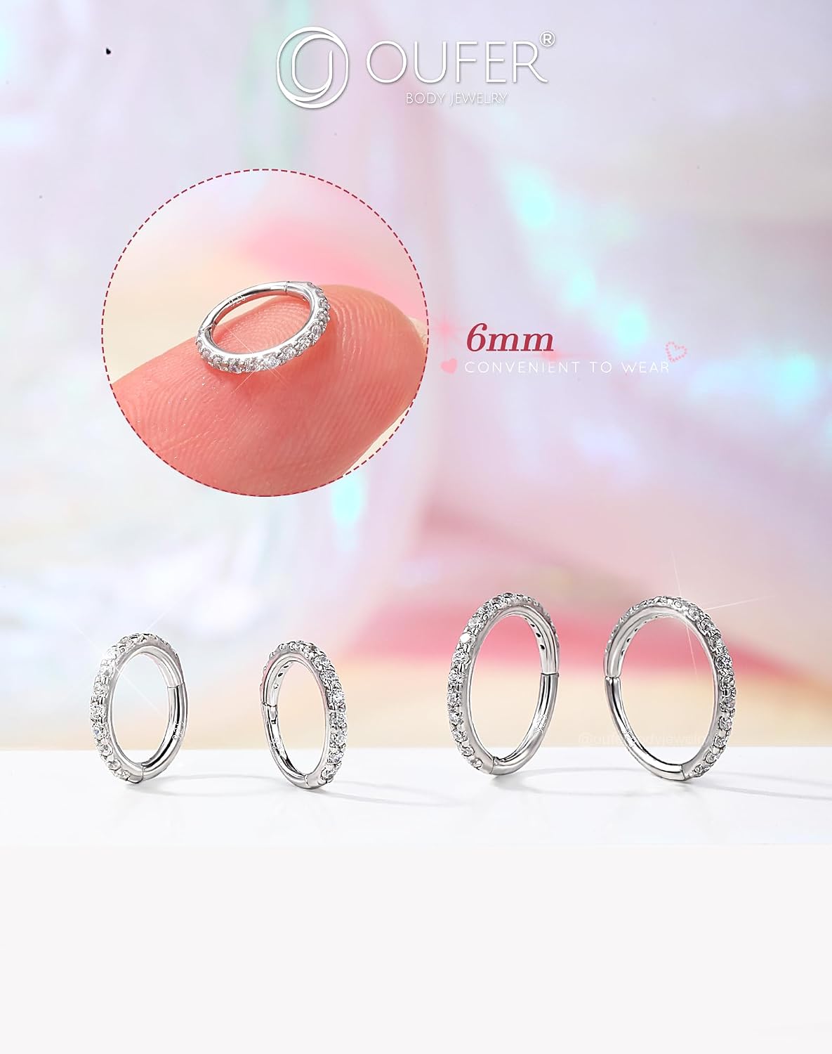 Detalle 2 de OUFER 20G Piercing Naso Argento 925 Anello Naso CZ